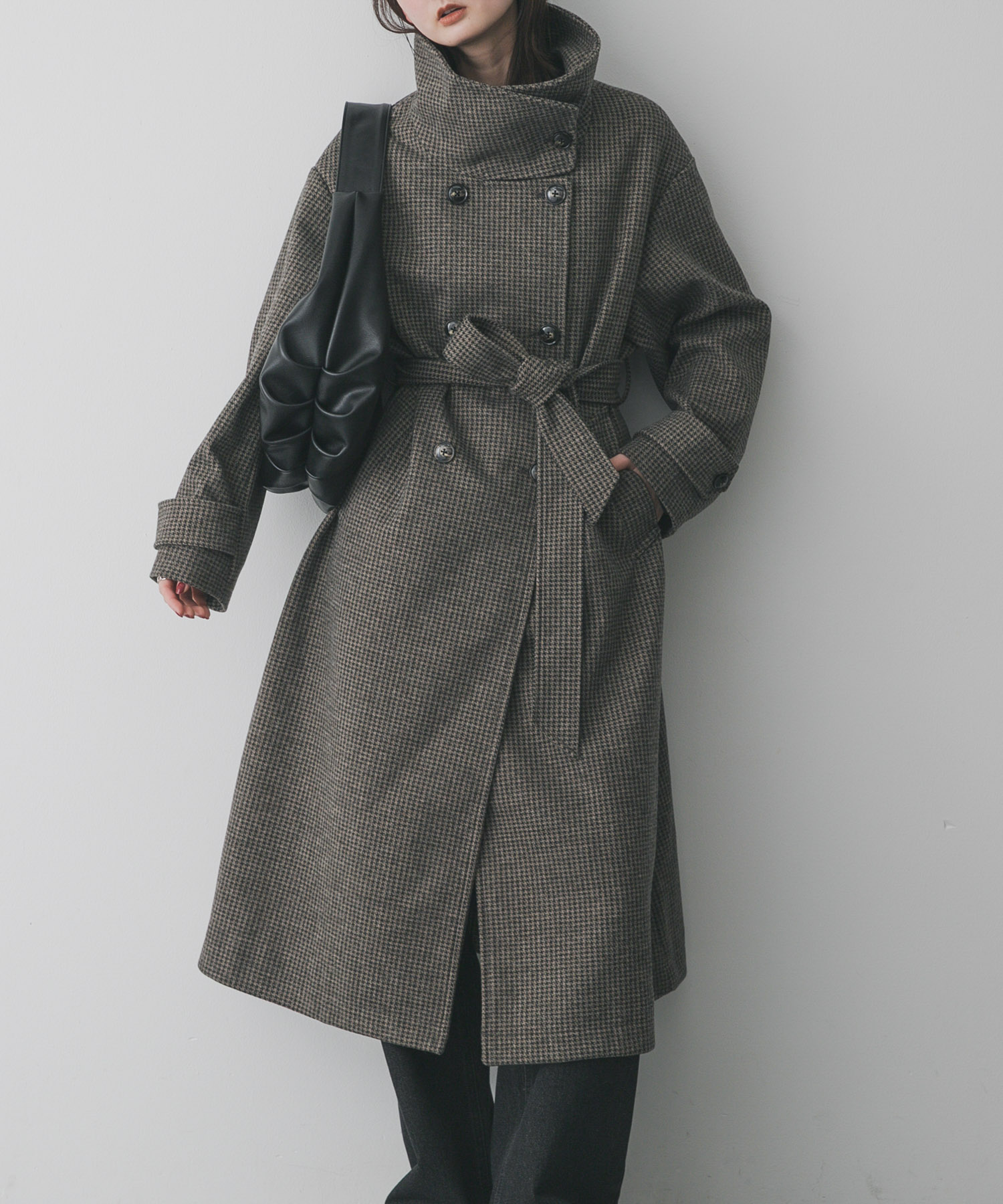 スタンドカラーロングコート