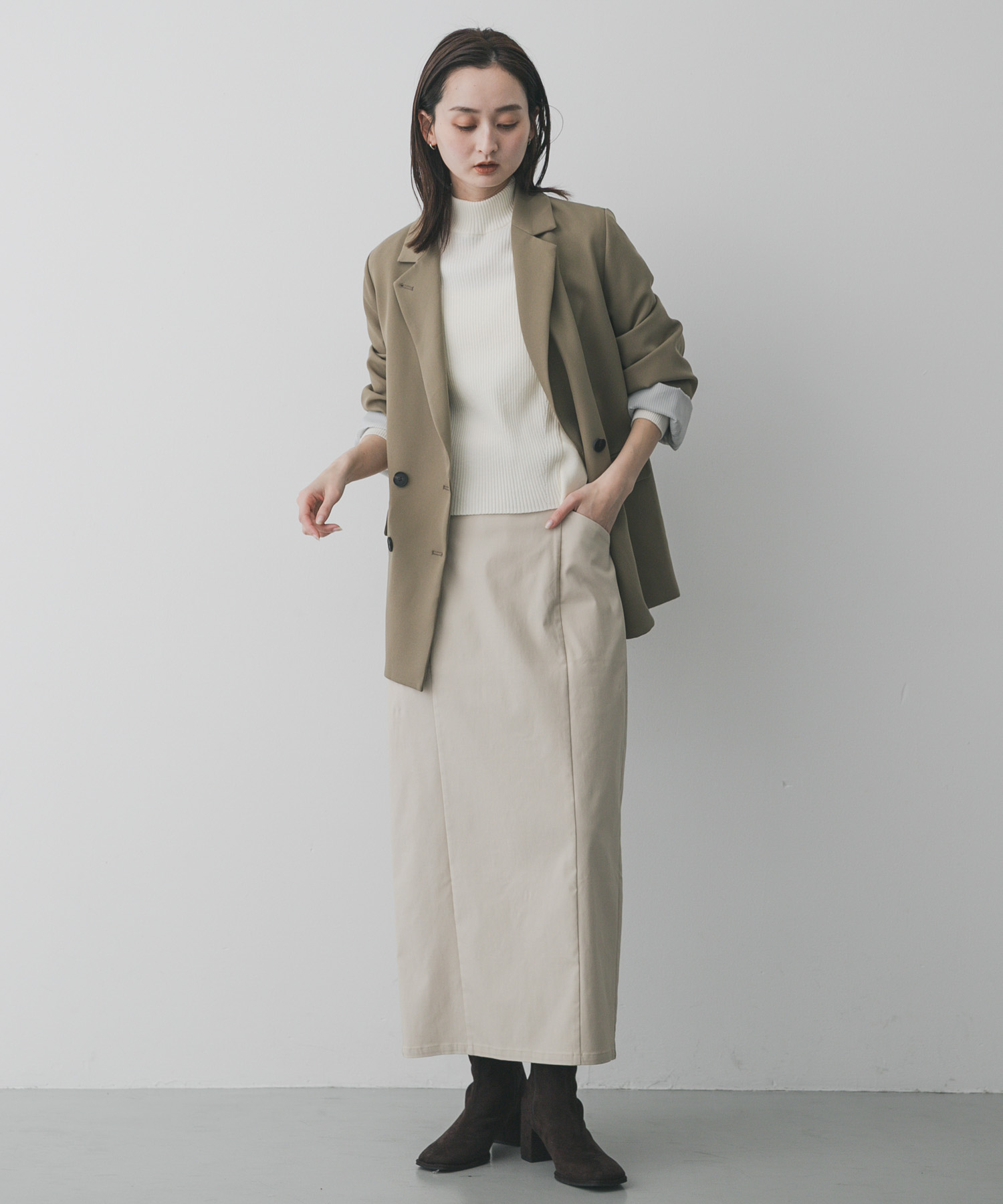 スクエアトウセンターシームストレッチブーツ D.BROWN S