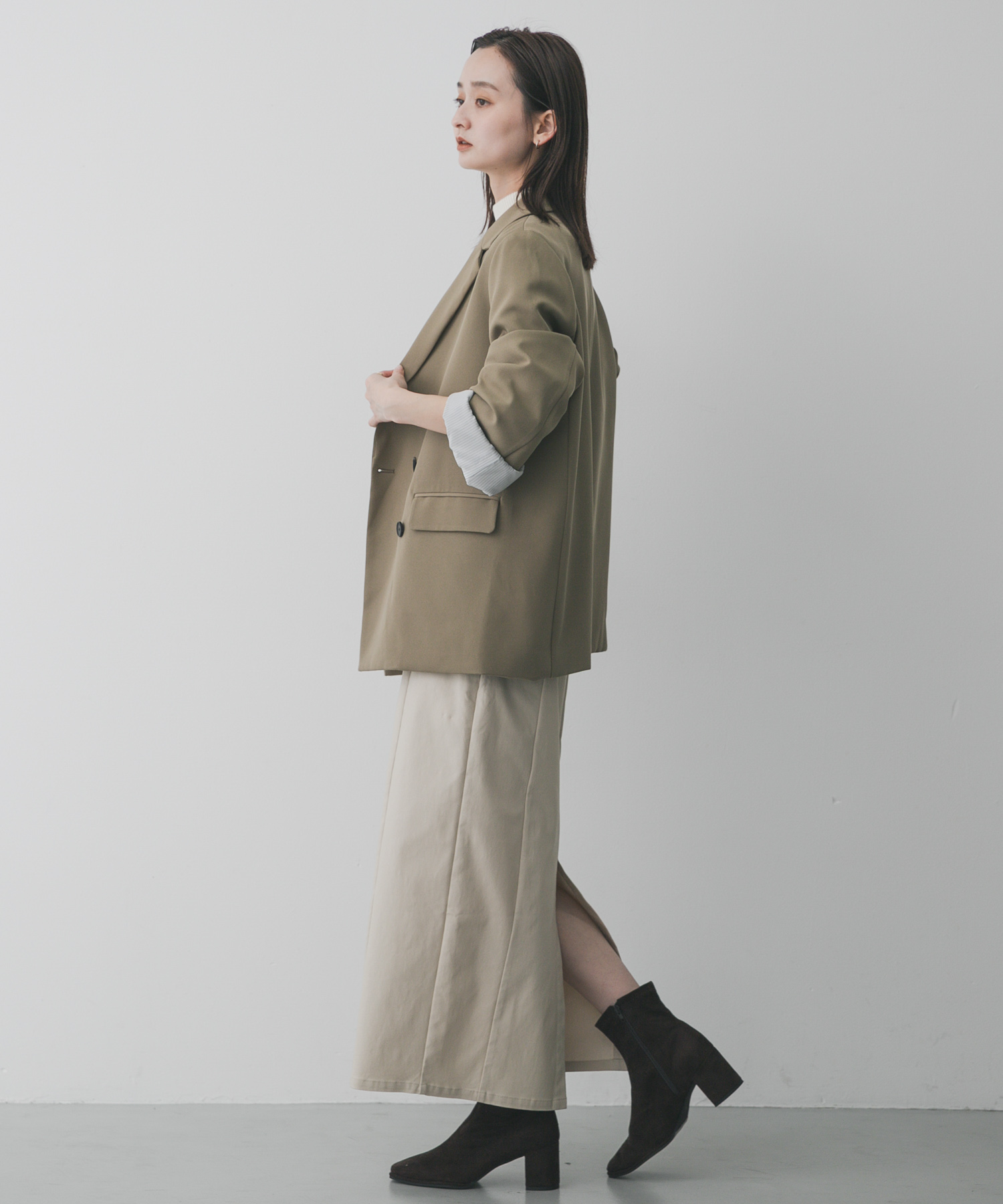 スクエアトウセンターシームストレッチブーツ D.BROWN S