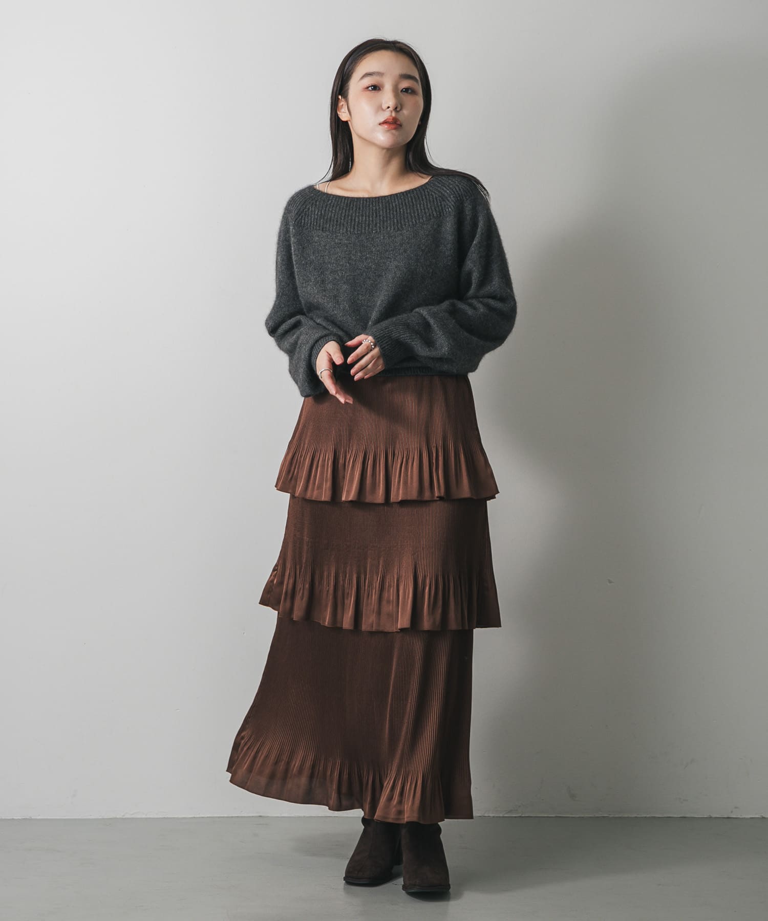 スクエアトウセンターシームストレッチブーツ D.BROWN M