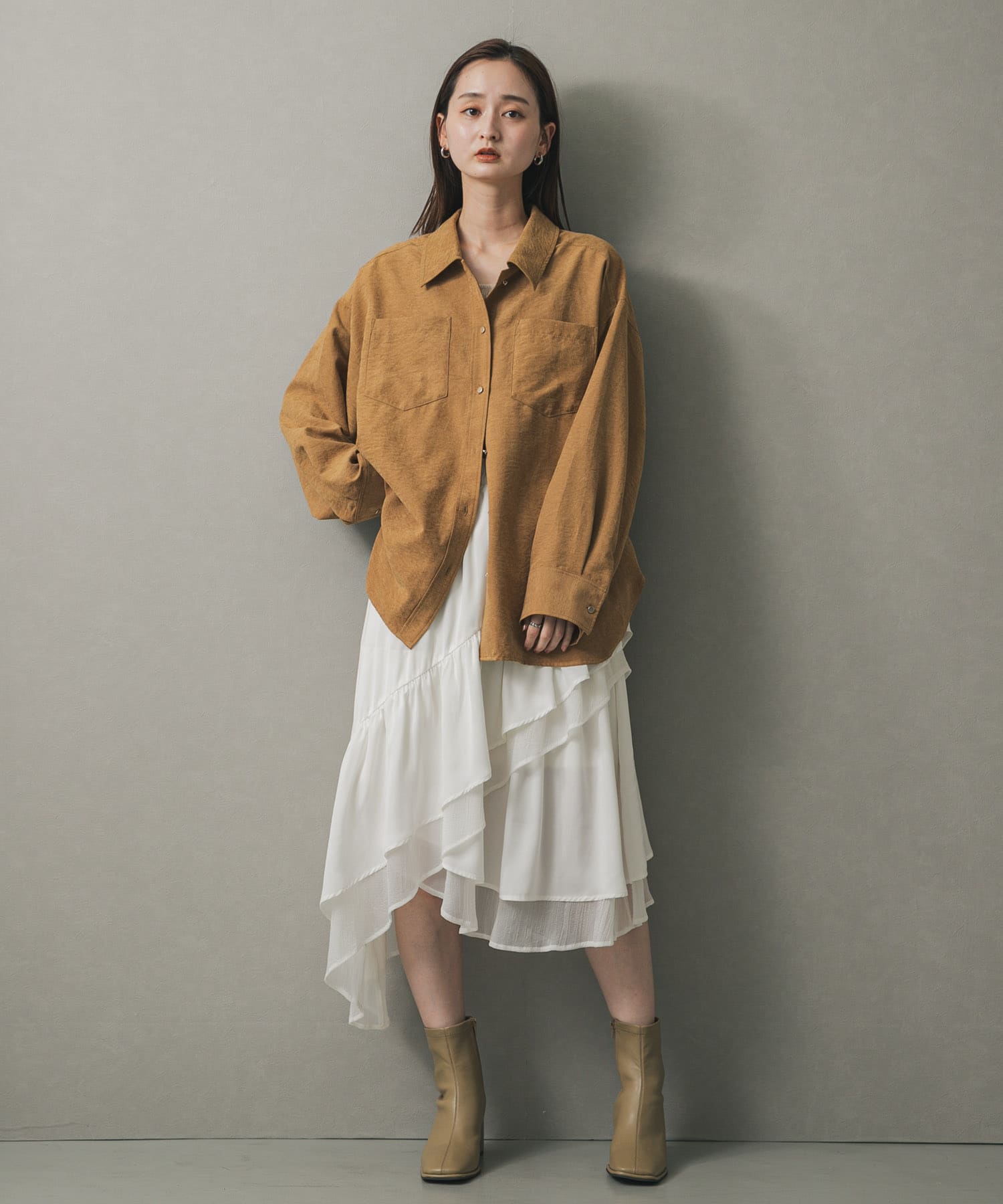 スクエアトウセンターシームストレッチブーツ BEIGE S