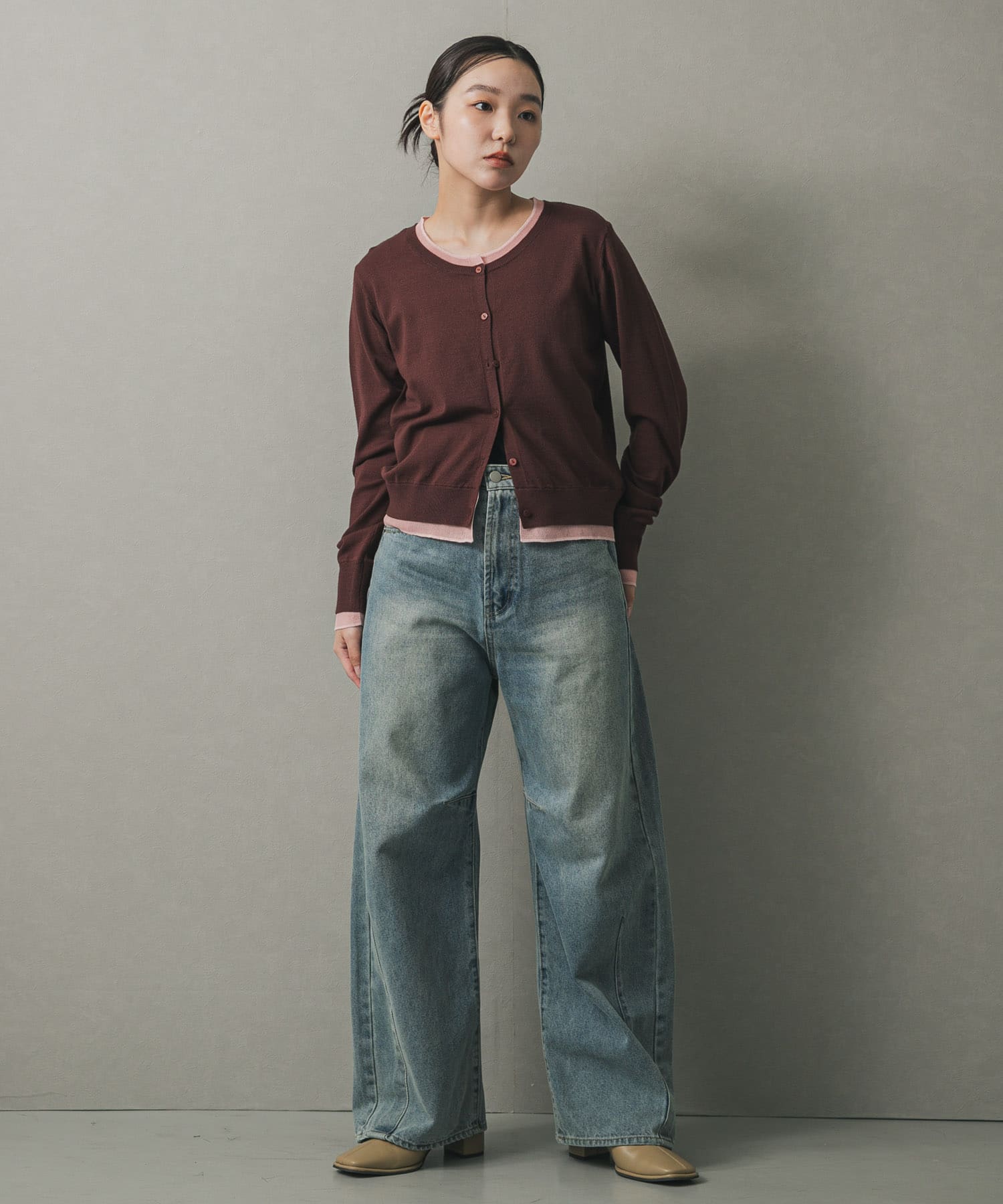 スクエアトウセンターシームストレッチブーツ BEIGE S