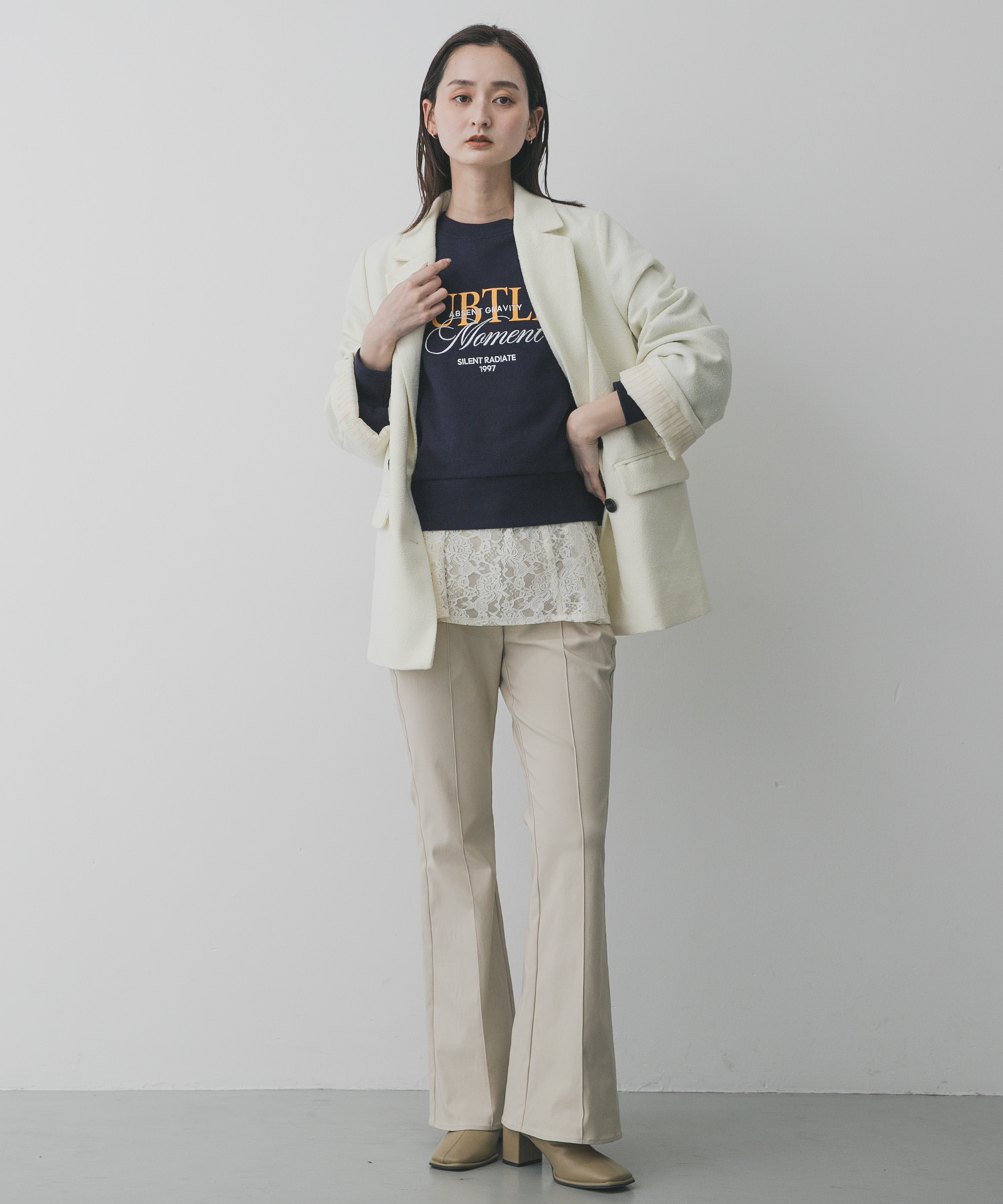 スクエアトウセンターシームストレッチブーツ BEIGE S