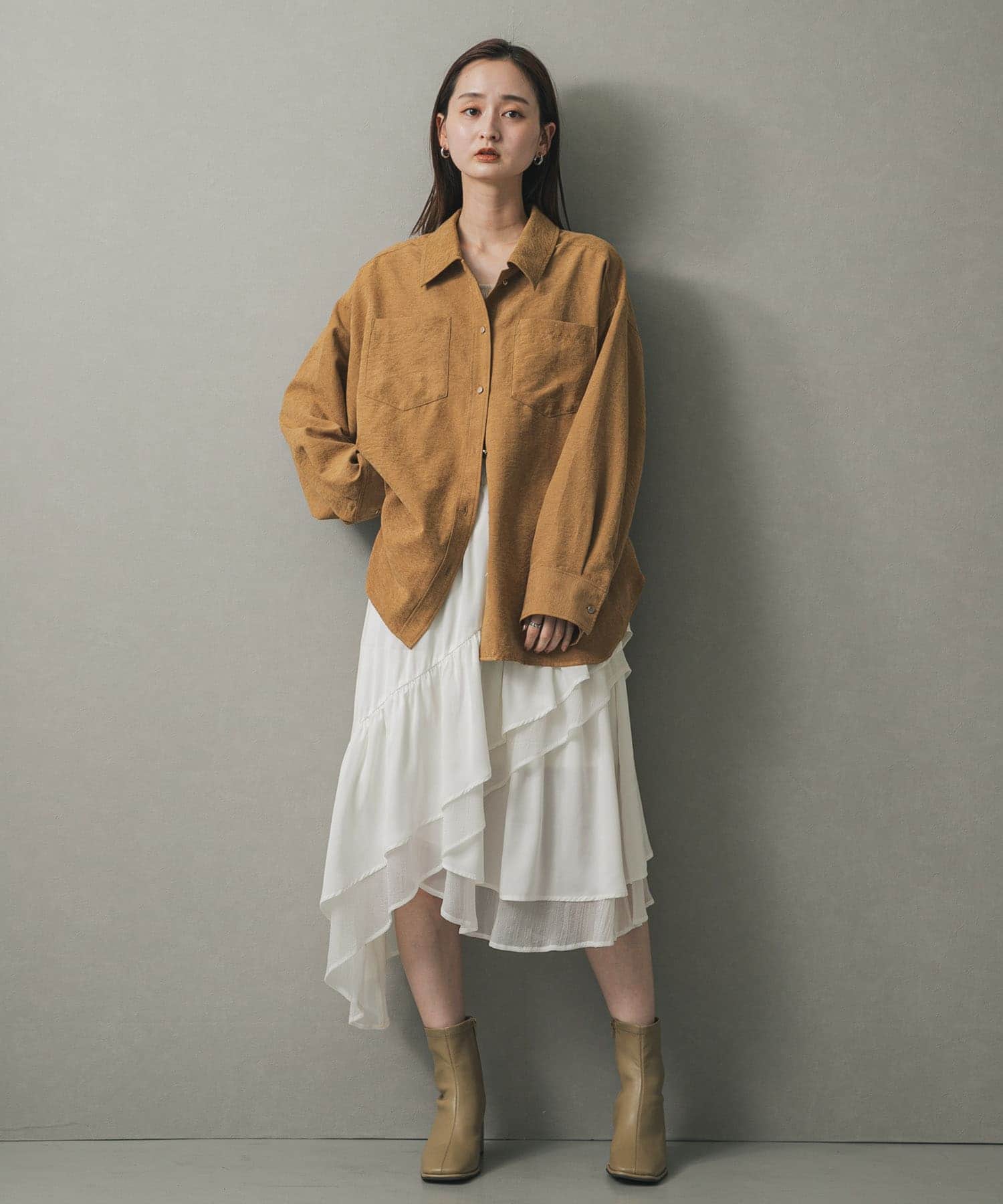 スクエアトウセンターシームストレッチブーツ BEIGE M