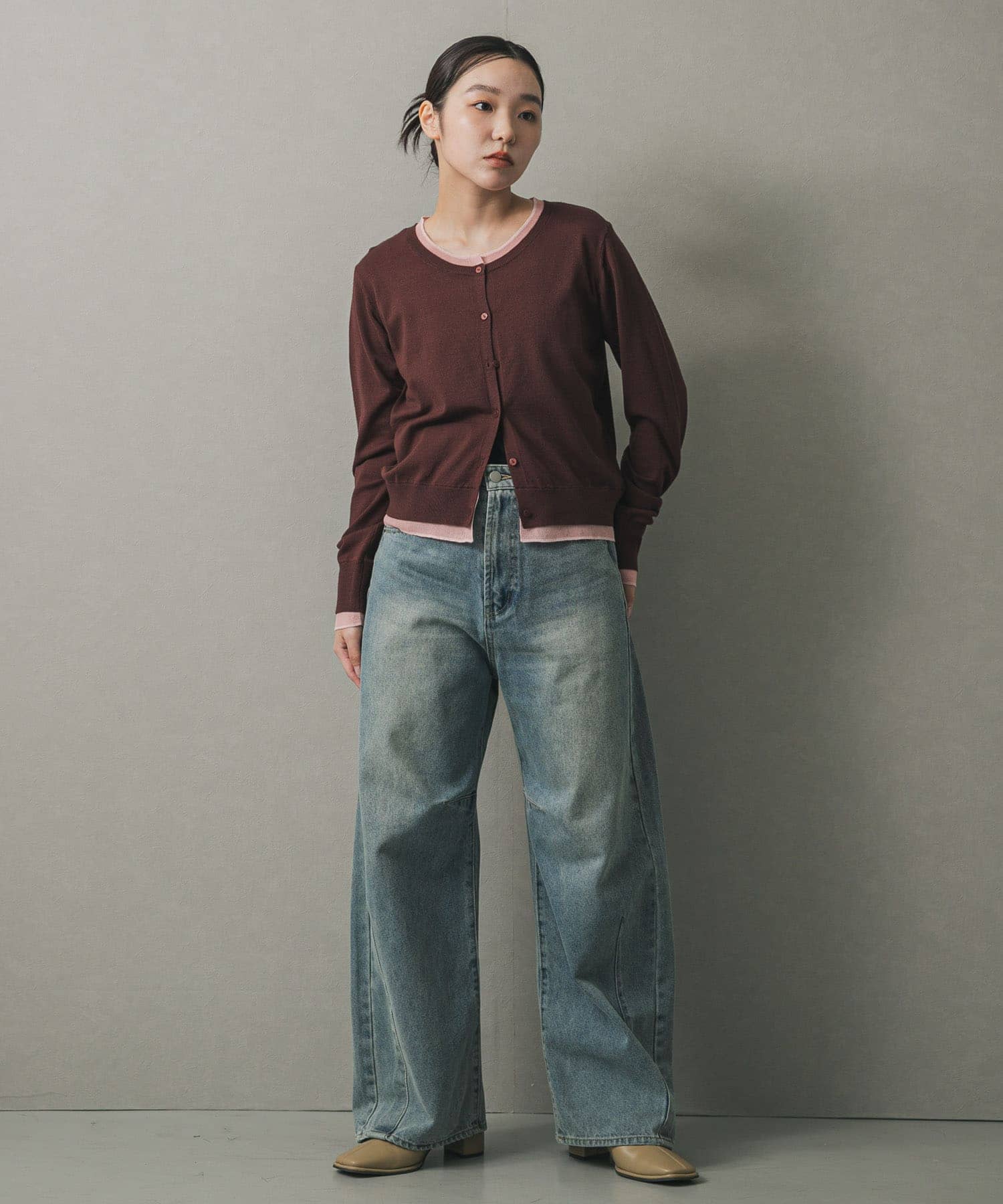 スクエアトウセンターシームストレッチブーツ BEIGE M