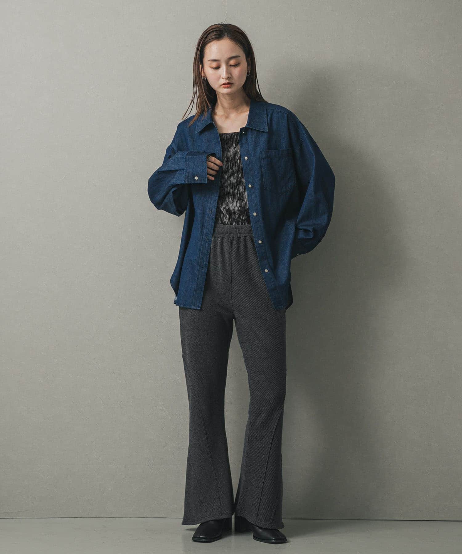 スクエアトウセンターシームストレッチブーツ BLACK S