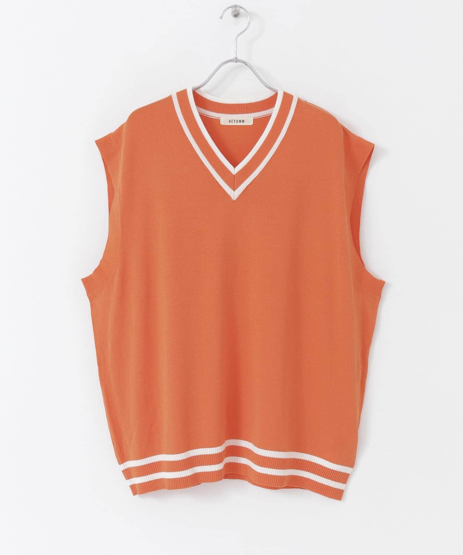 配色カラーサマーニットベスト ORANGE one