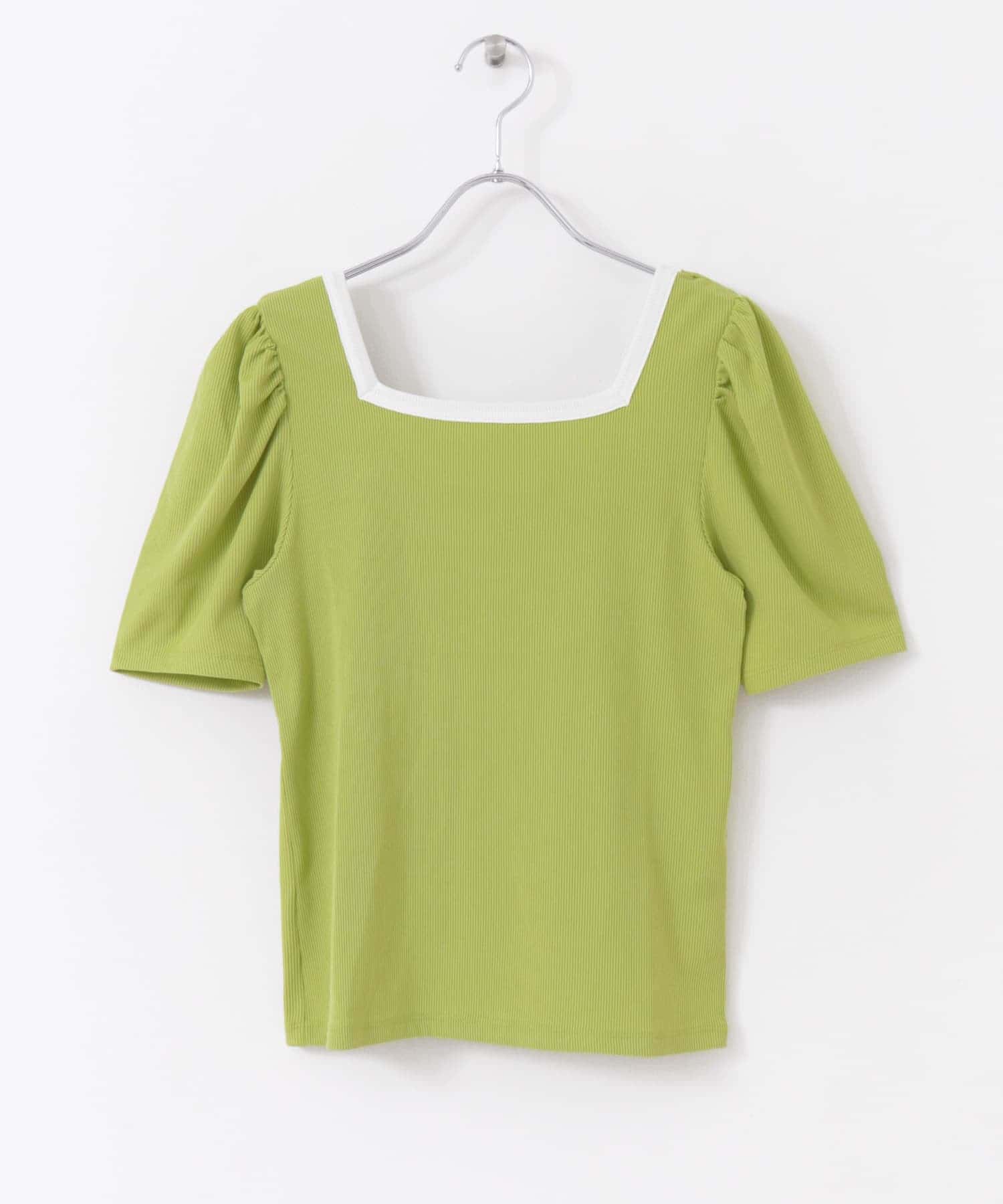 2WAY配色リブトップ GREEN one
