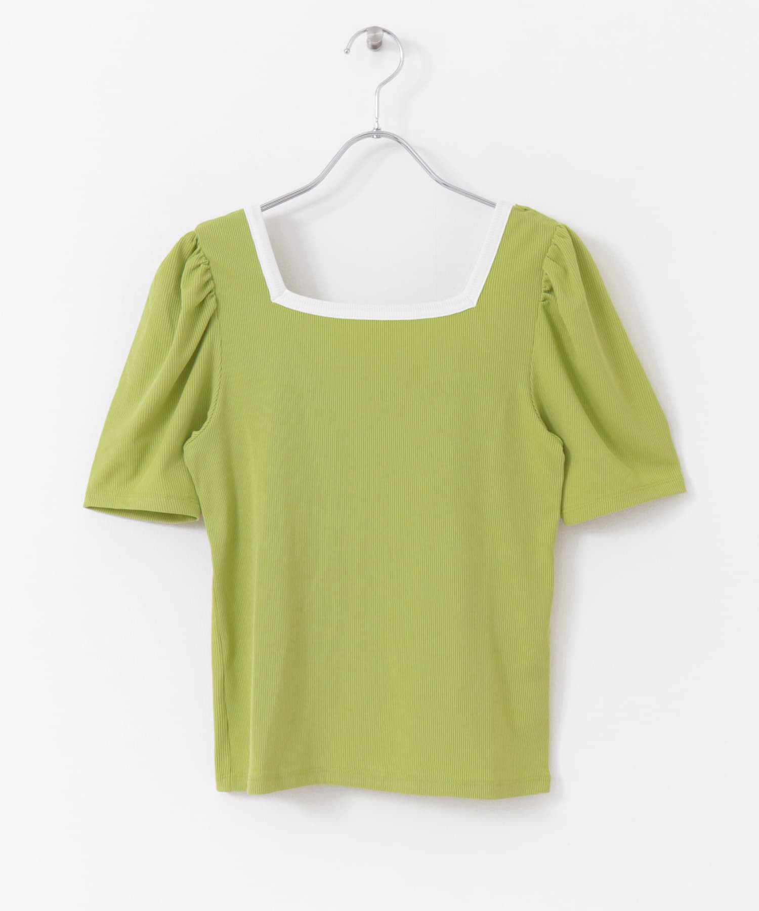 2WAY配色リブトップ GREEN one