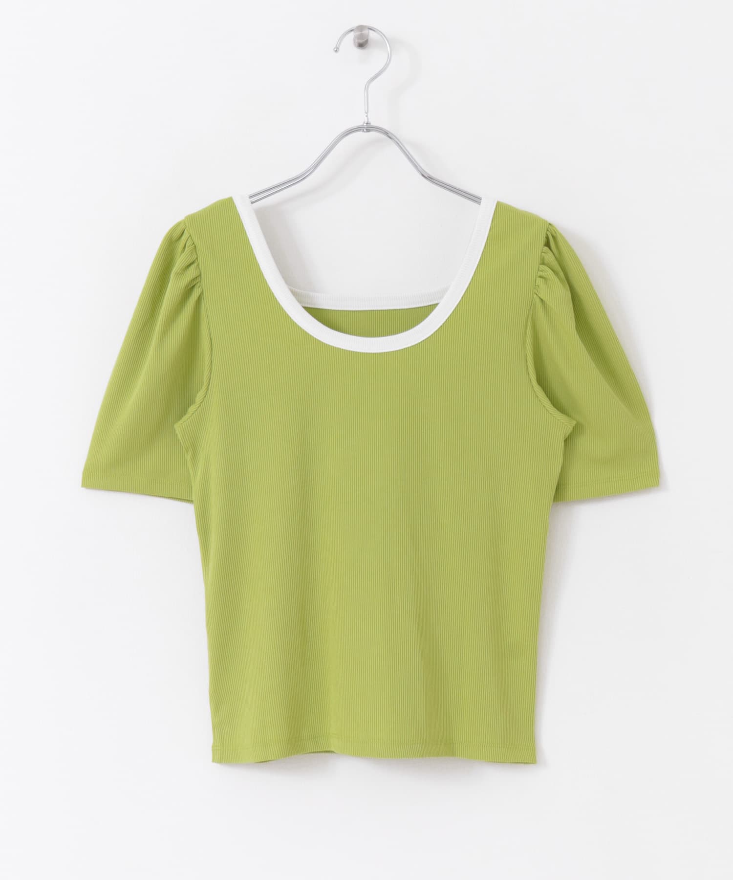 2WAY配色リブトップ GREEN one