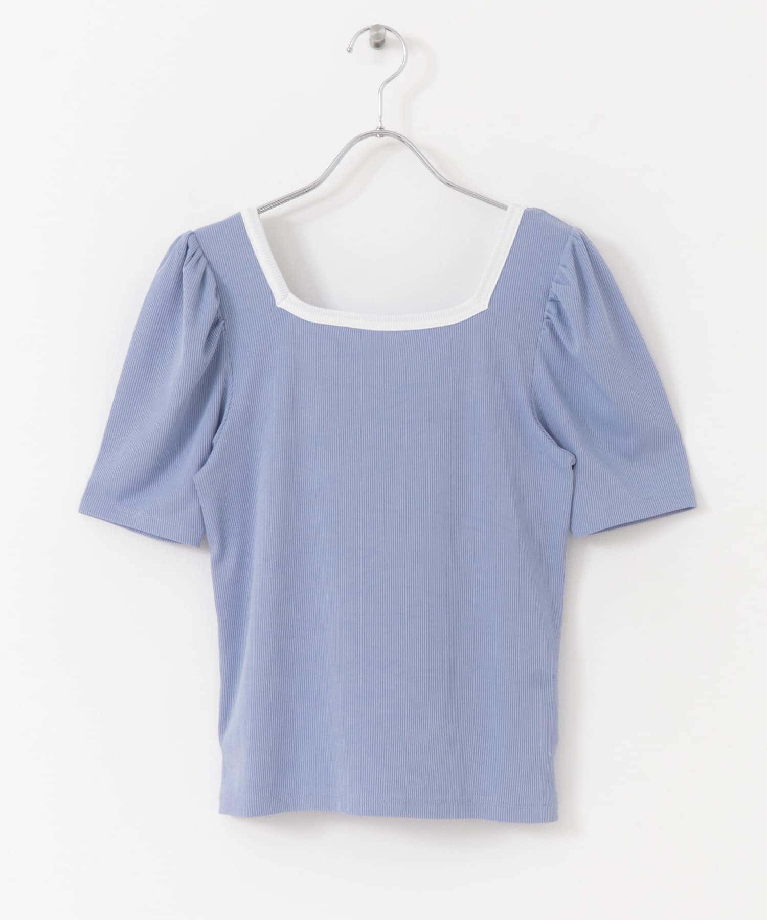 2WAY配色リブトップ BLUE one