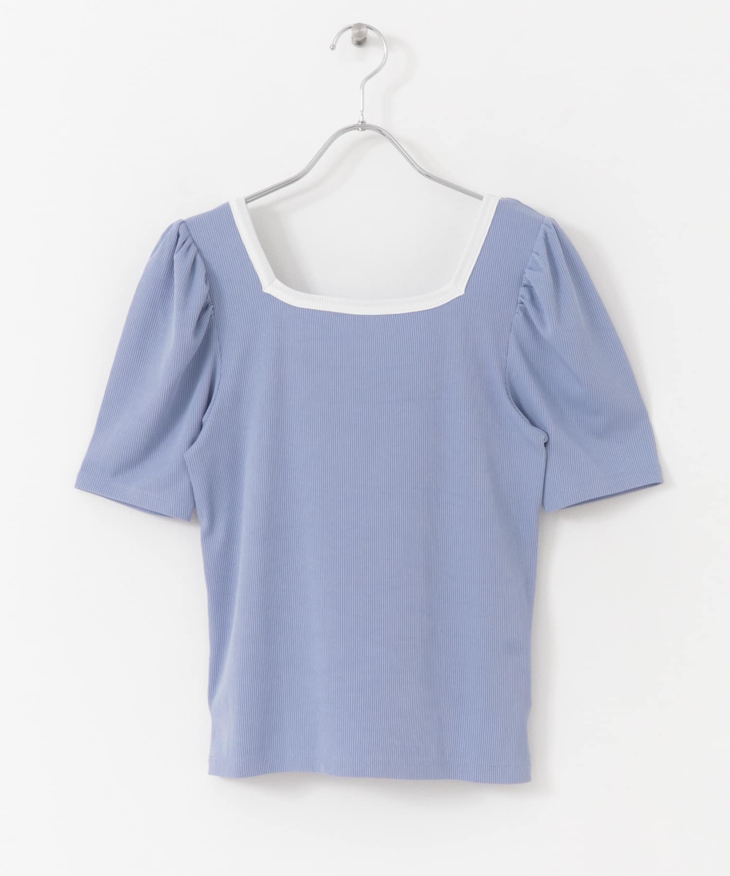 2WAY配色リブトップ BLUE one