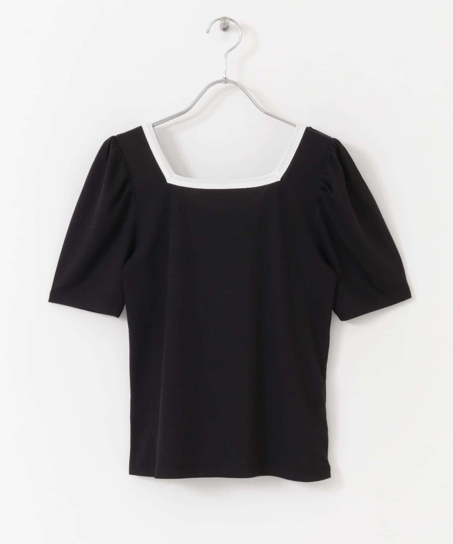 2WAY配色リブトップ BLACK one