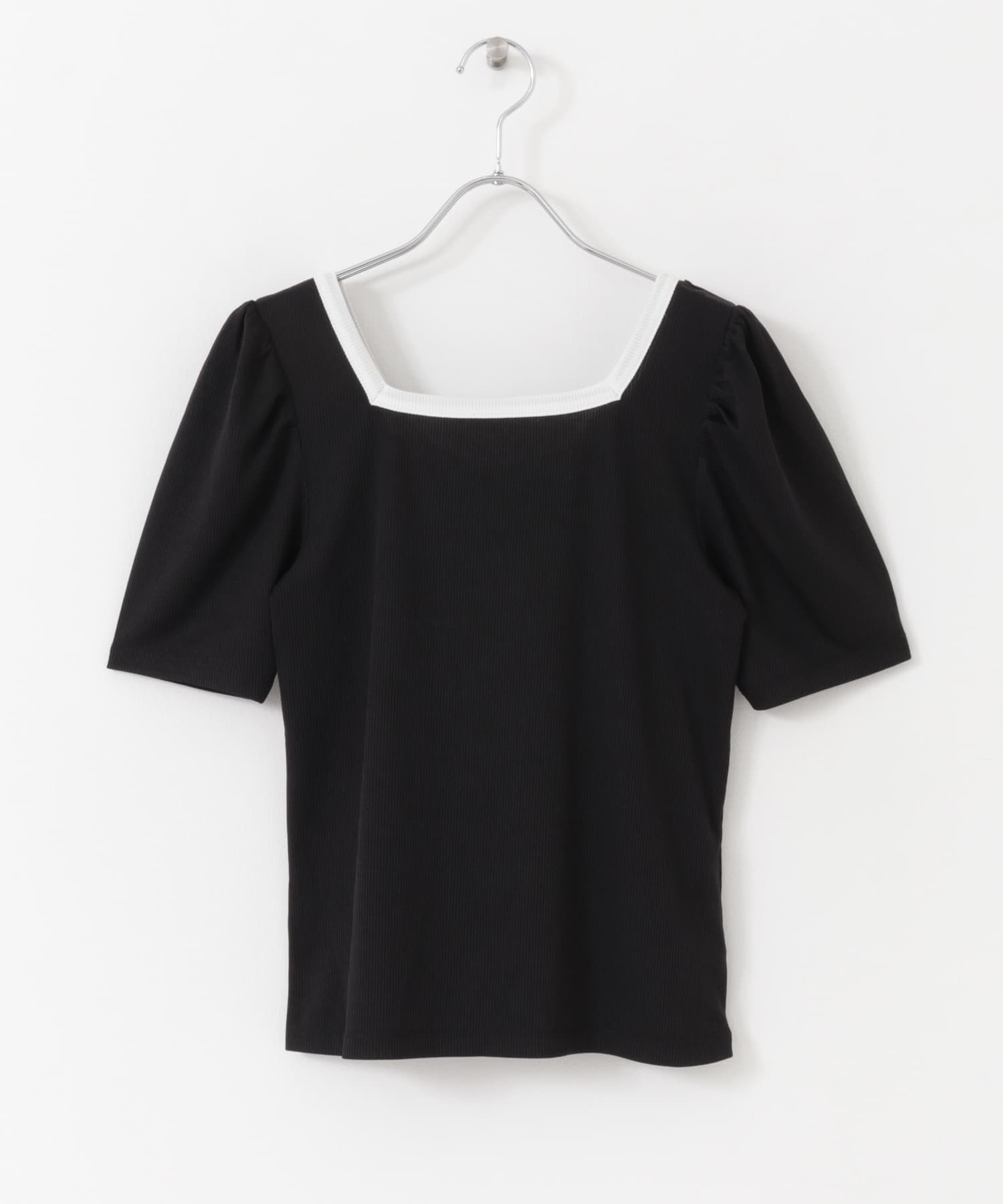 2WAY配色リブトップ BLACK one
