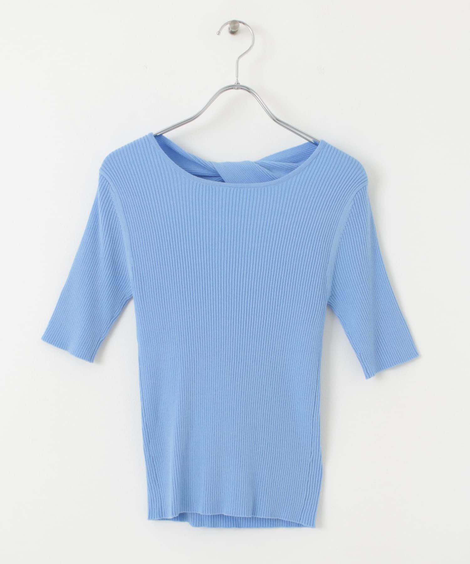 2WAYカットアウトニットトップ BLUE one