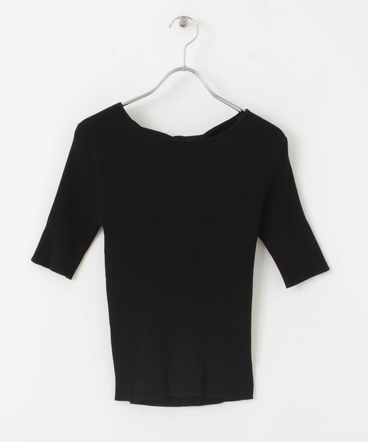 2WAYカットアウトニットトップ BLACK one