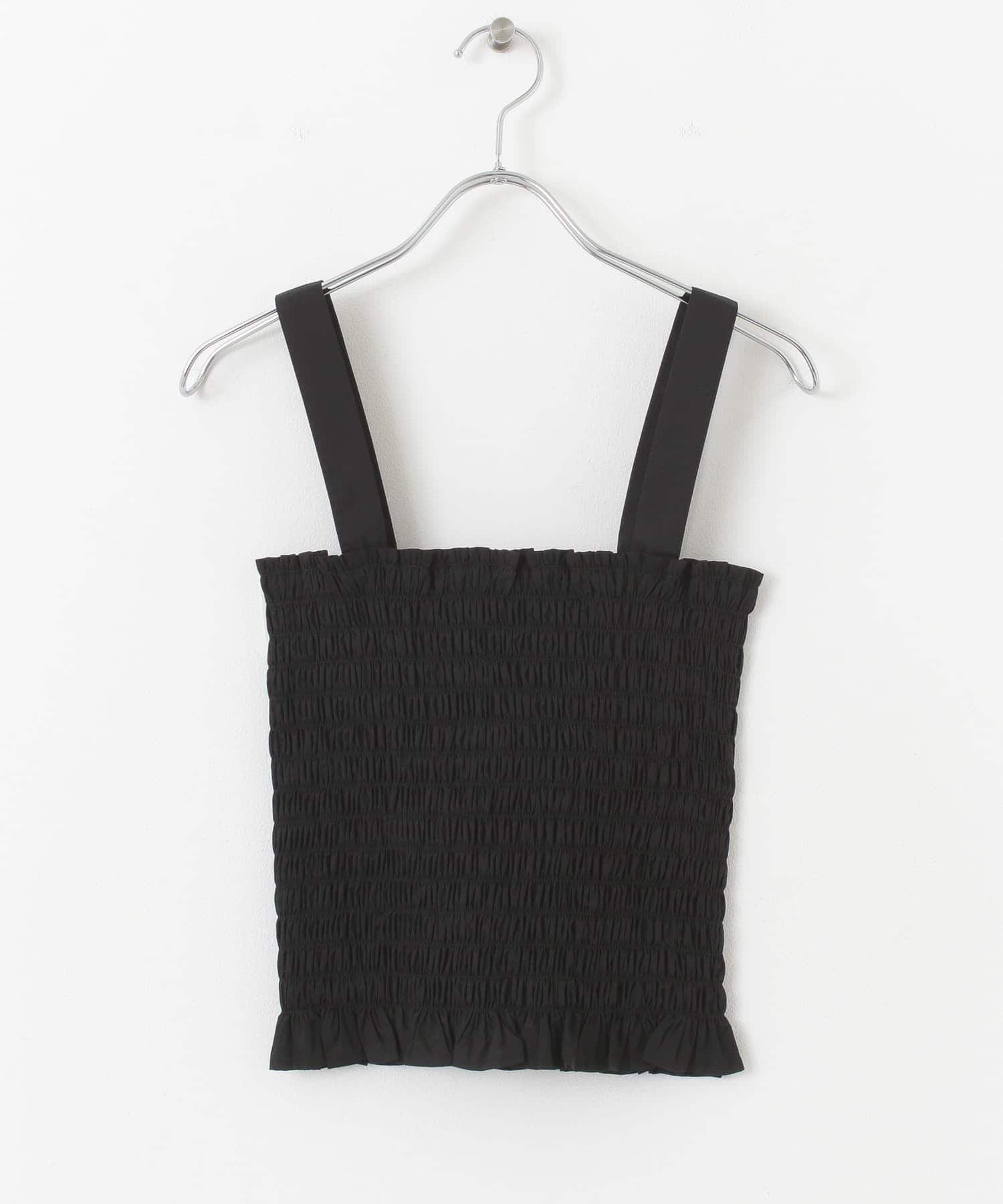 シャーリングフリルトップ BLACK one