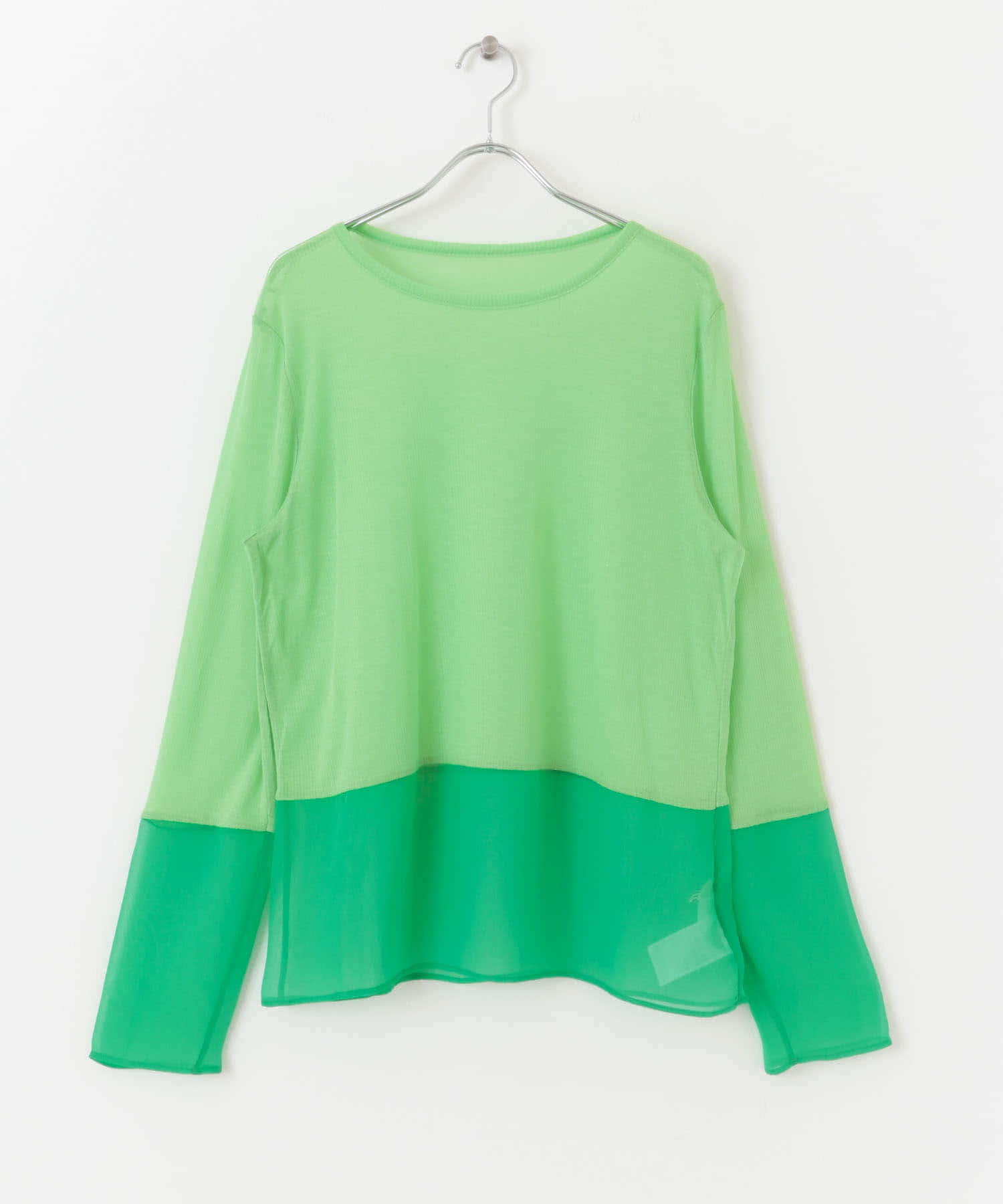 シアーキリカエ長袖トップス GREEN one