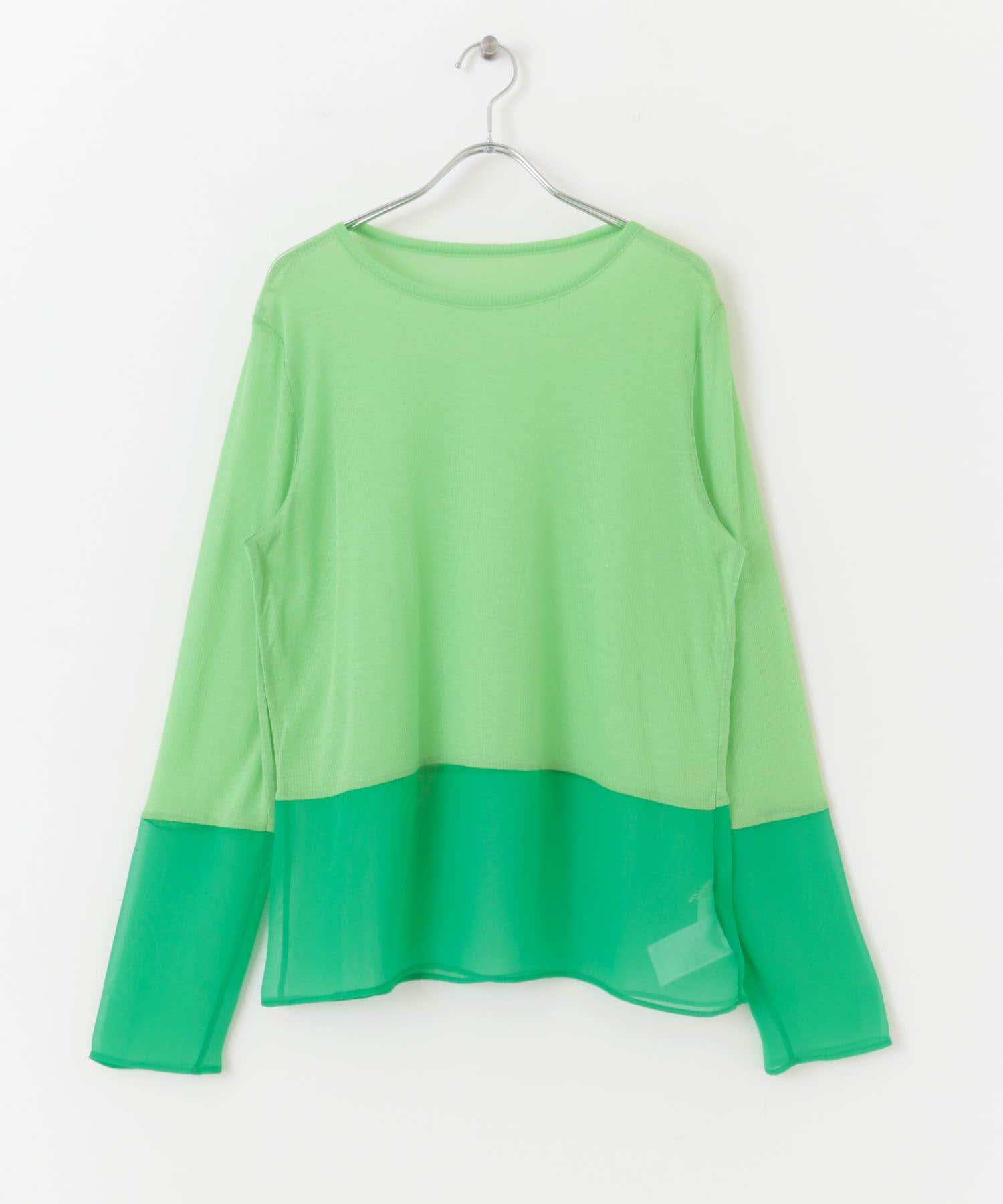 シアーキリカエ長袖トップス GREEN one
