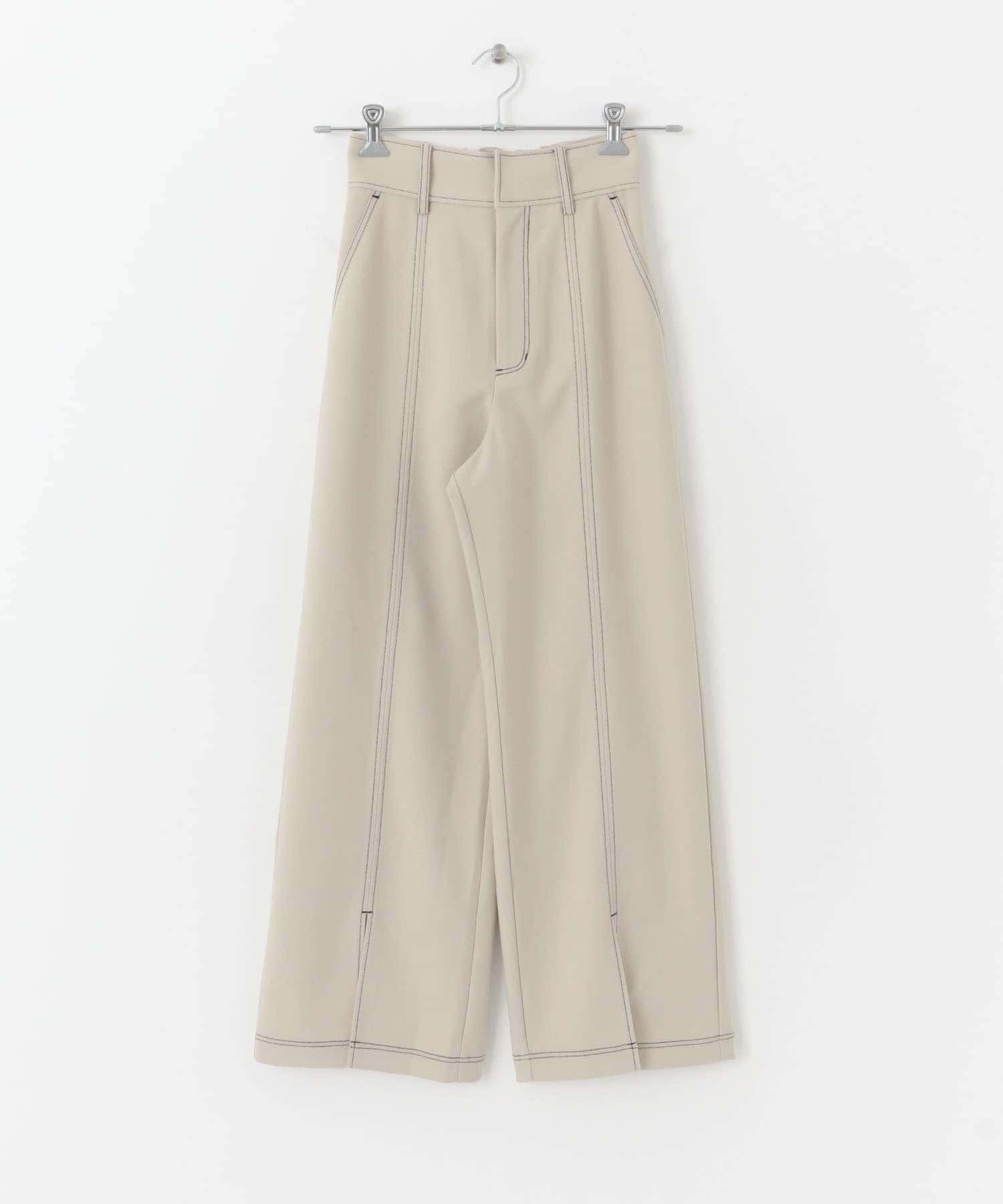 配色ステッチスリットパンツ