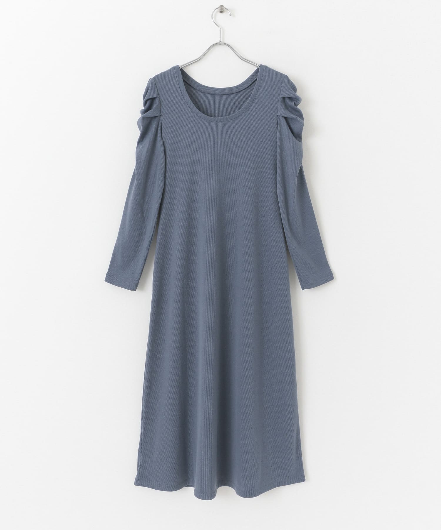 バックオープンリブロングワンピース BLUE one