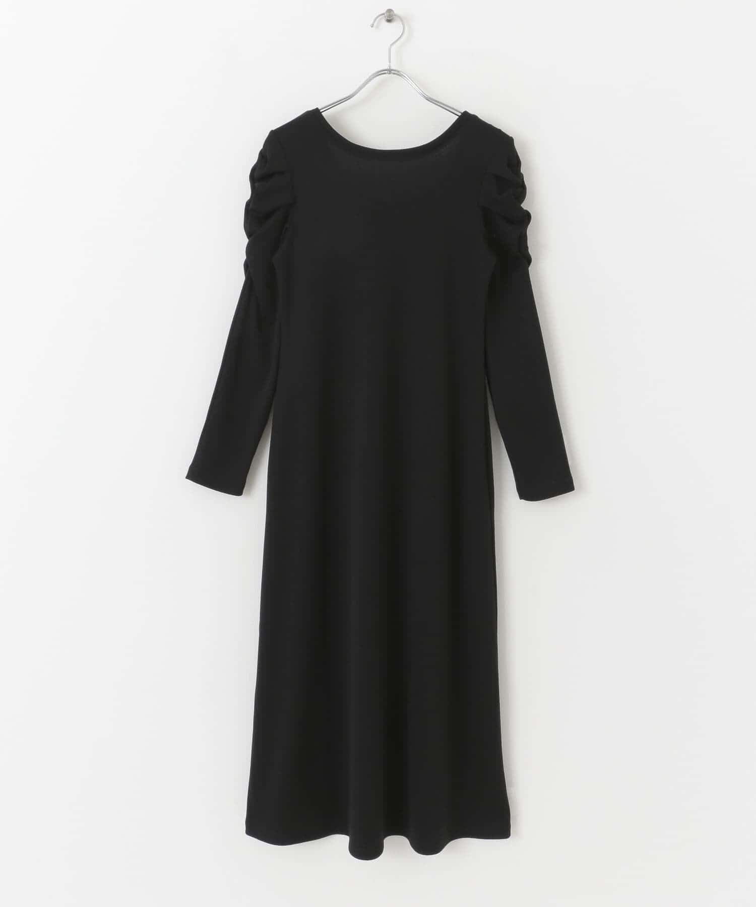バックオープンリブロングワンピース BLACK one