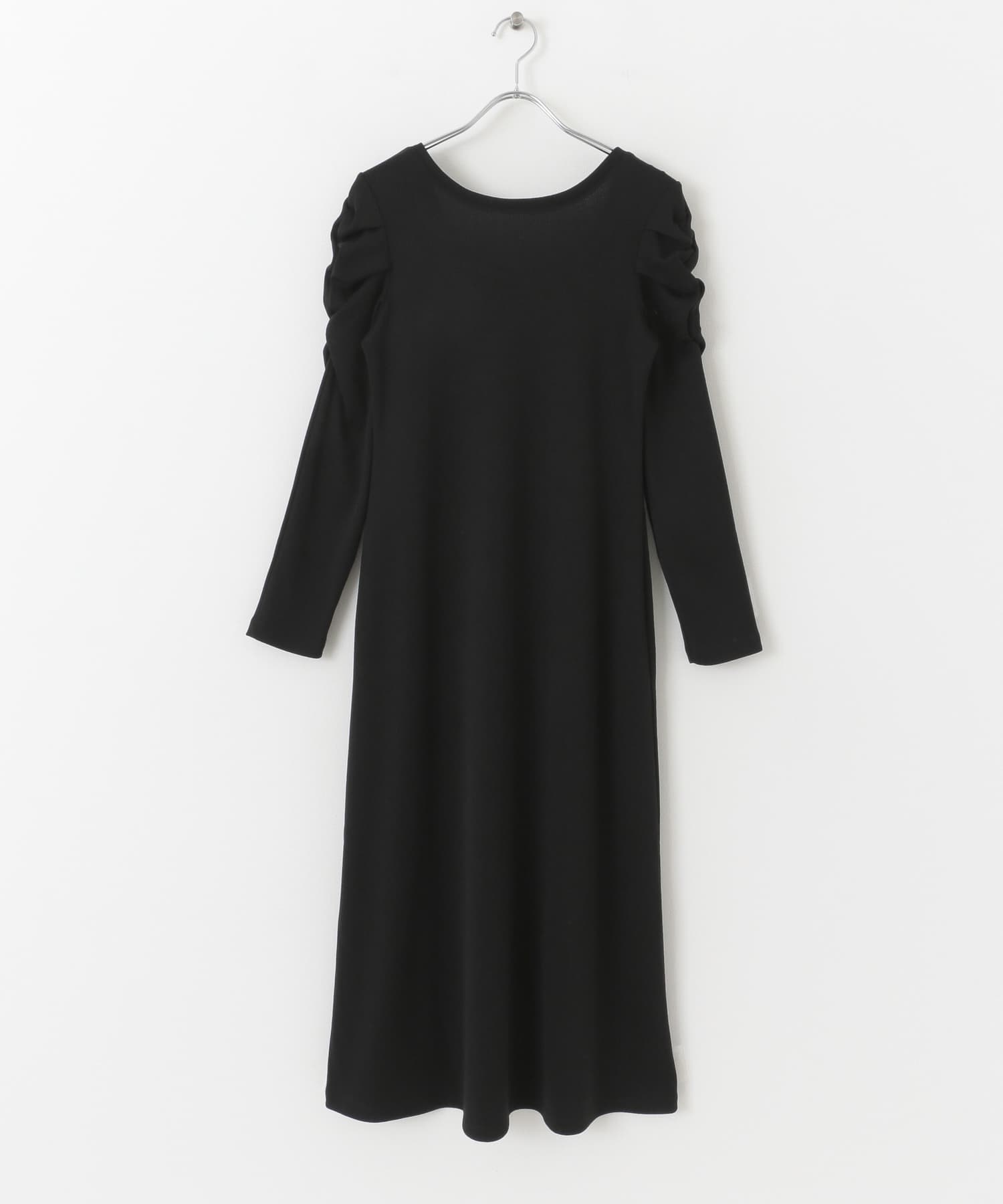 バックオープンリブロングワンピース BLACK one