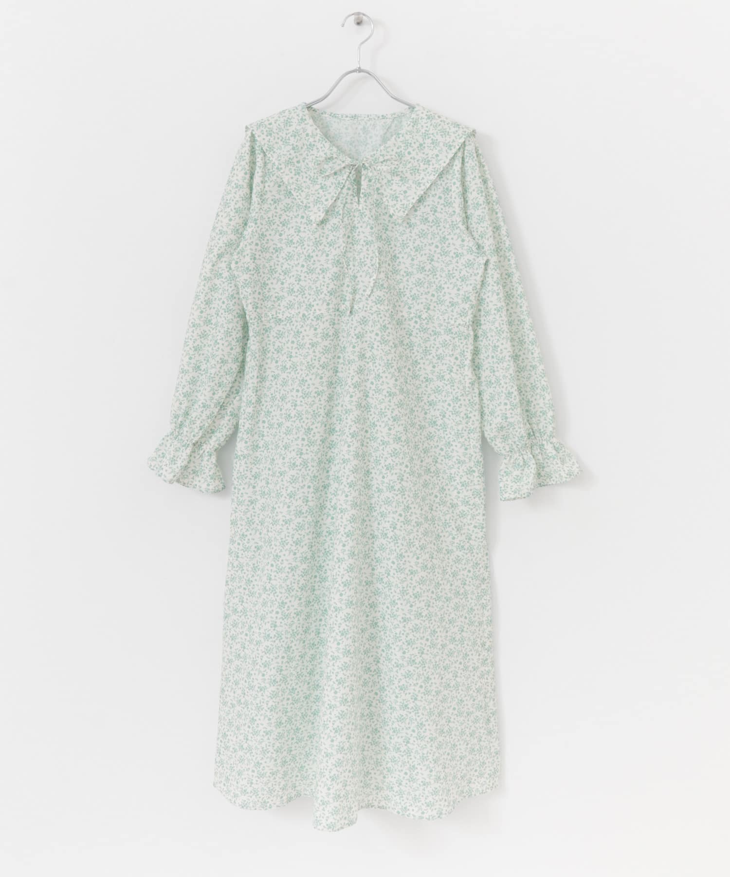 花柄セーラーカラーロングワンピース MINT one