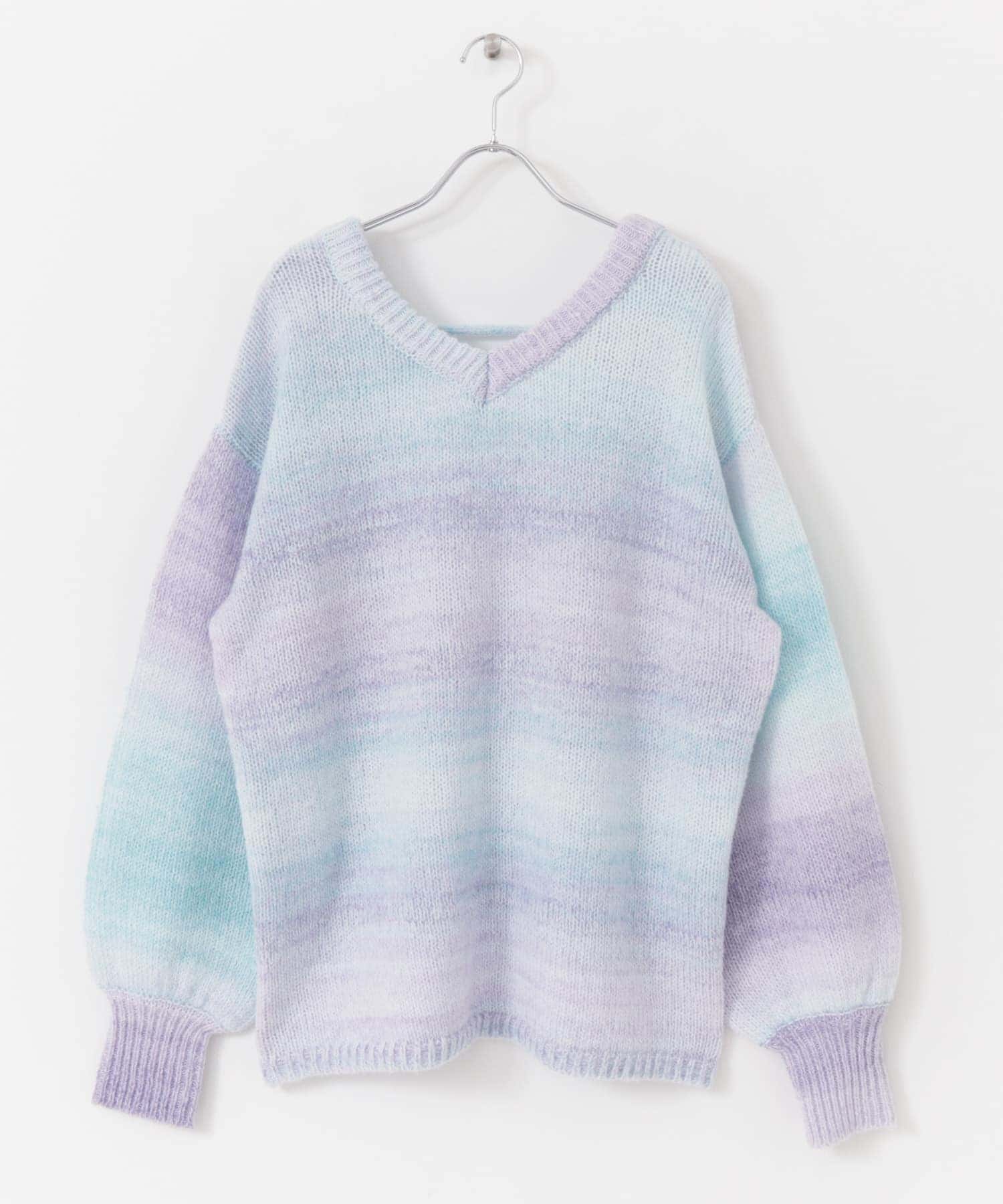 グラデーションニットトップ BLUE one