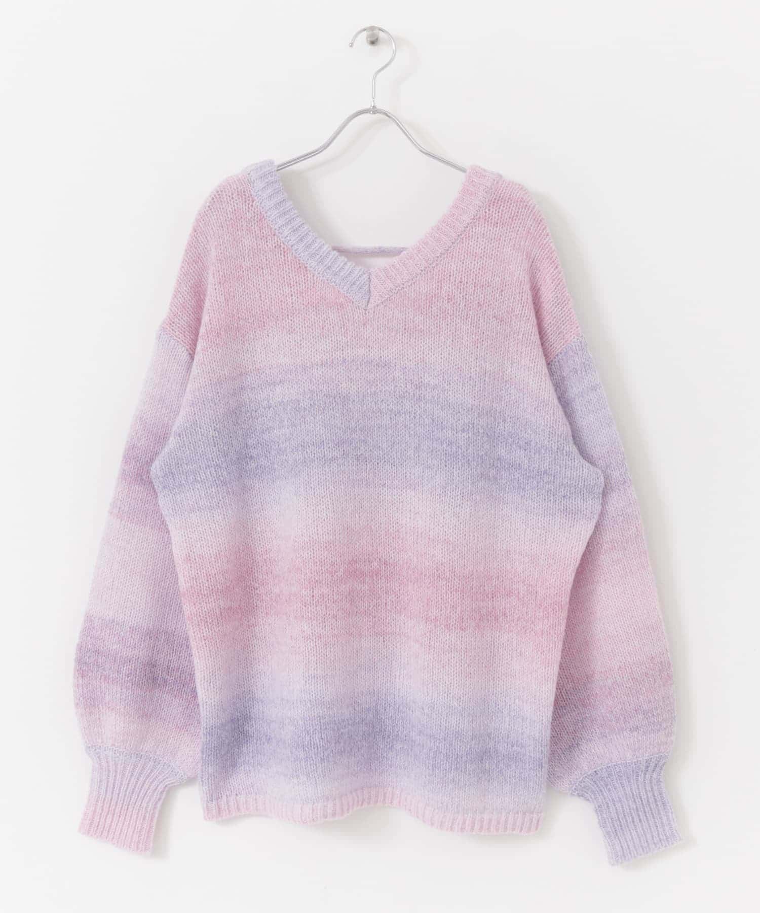 グラデーションニットトップ PINK one