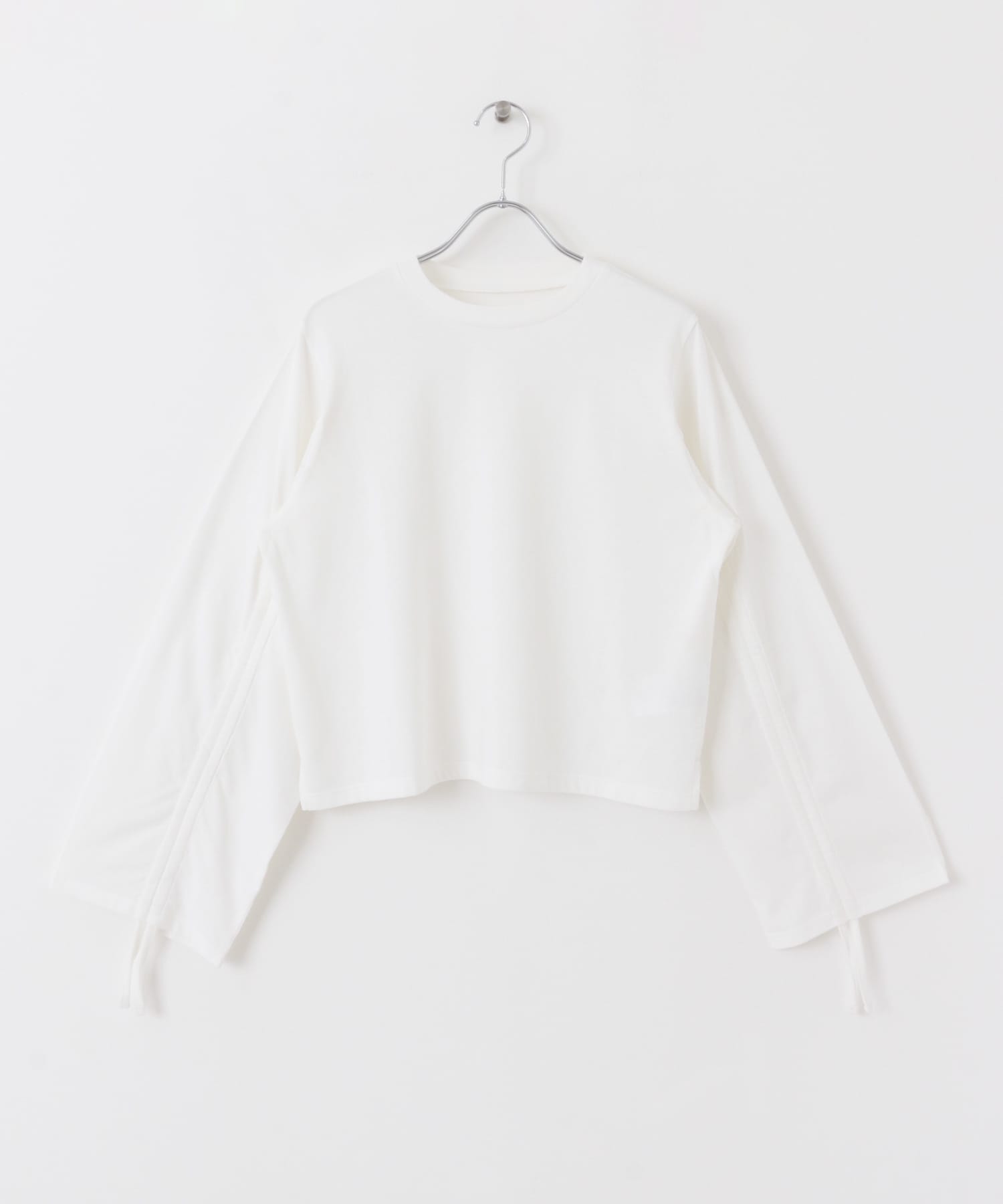 ギャザースリーブクロップドTシャツ OFF WHITE one