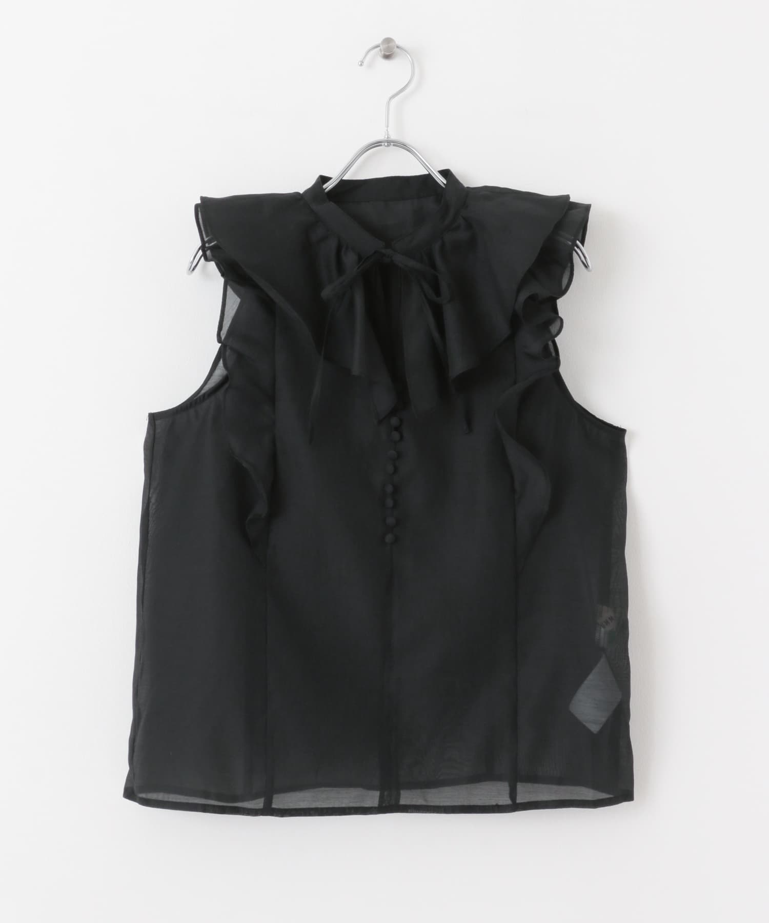 シアーラッフルブラウス BLACK one