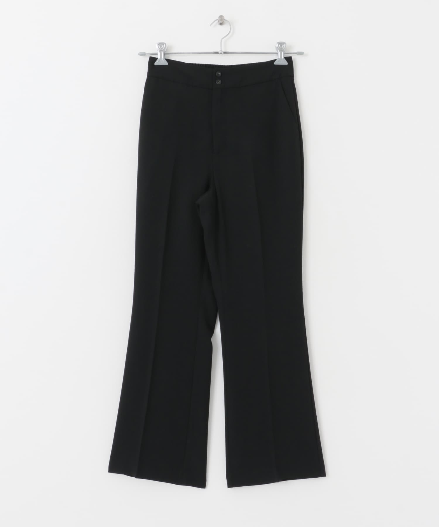 ハイウエストセミフレアパンツ BLACK S