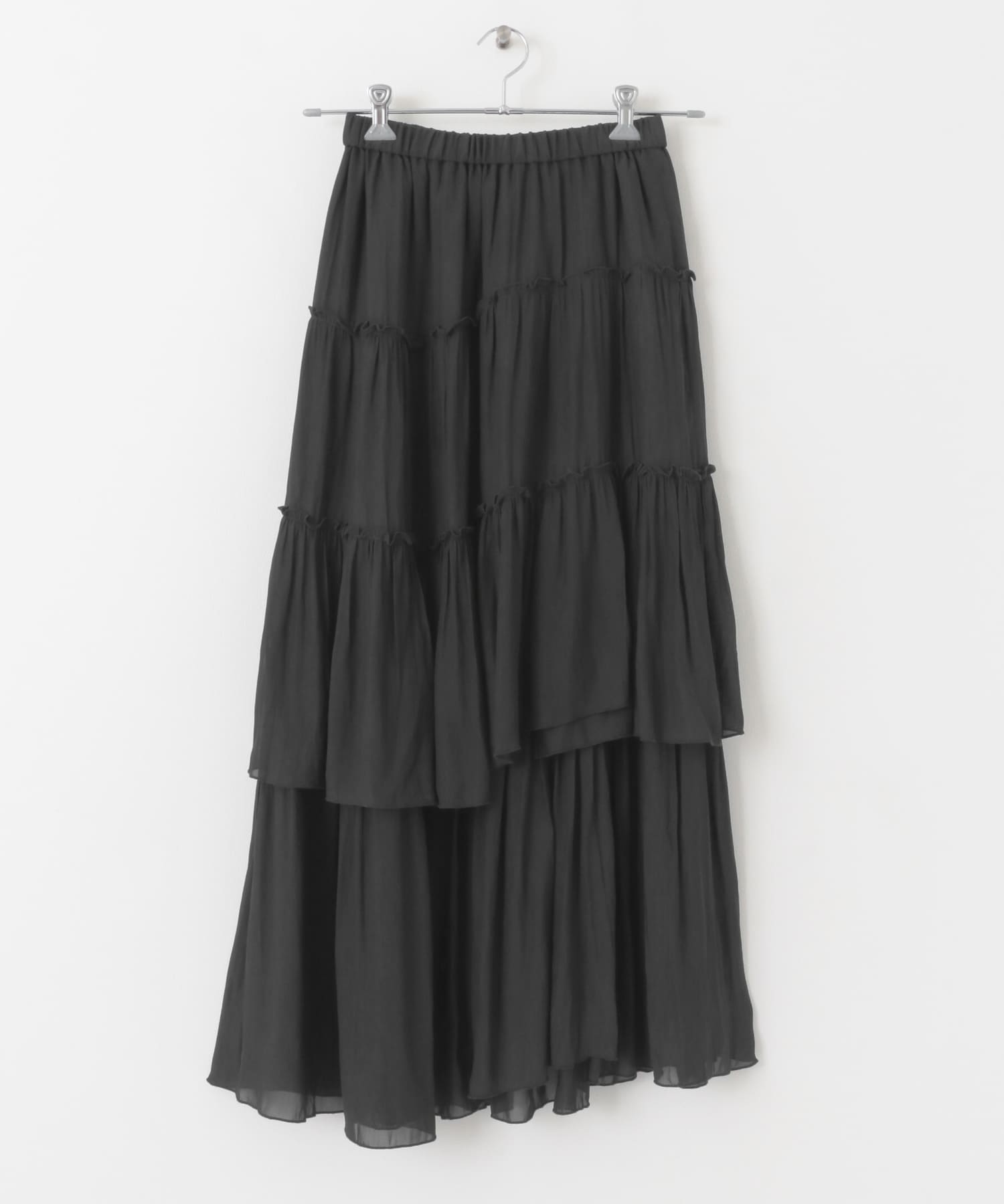 ランダムティアードロングスカート BLACK S