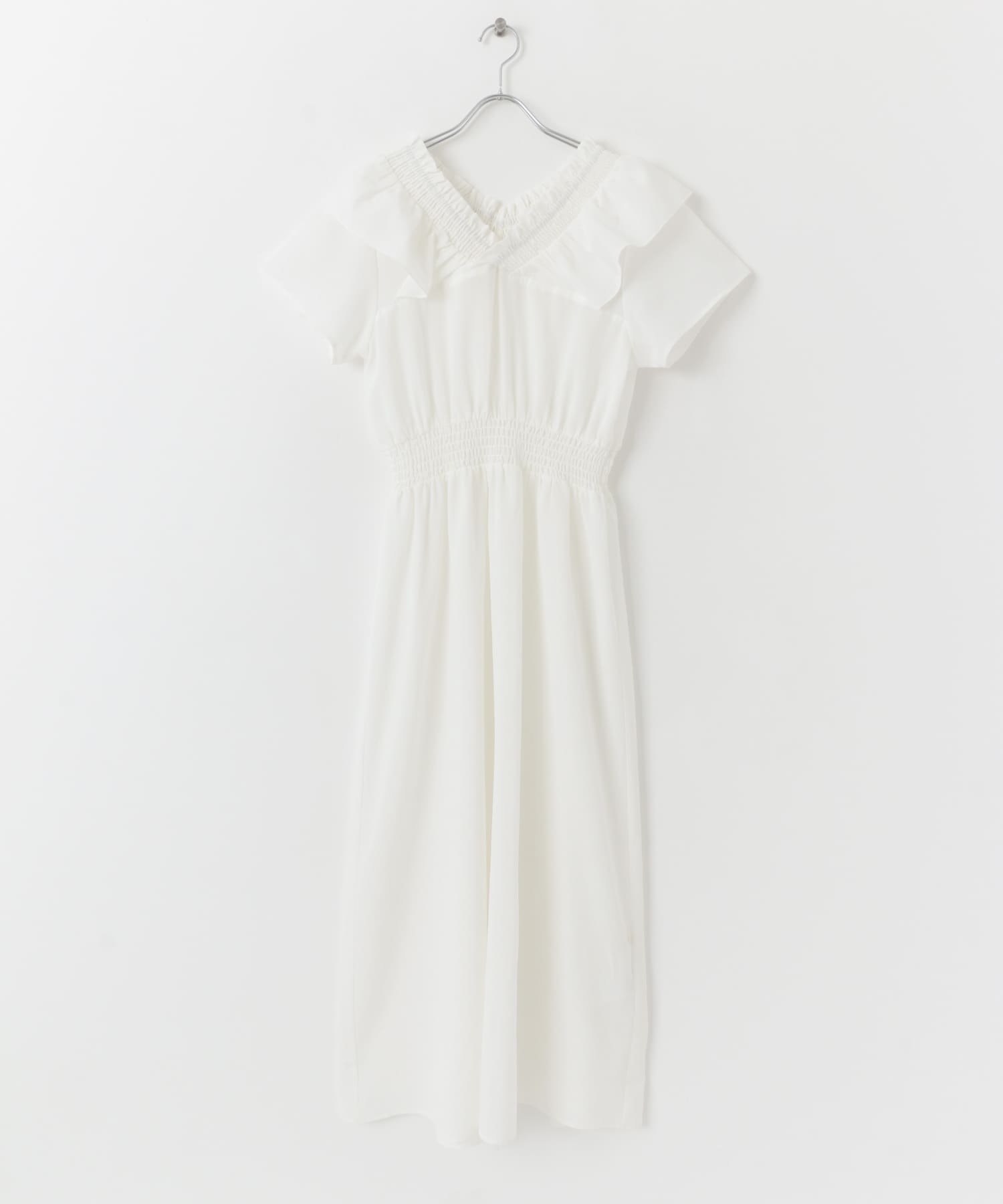 2WAYシャーリングフリルワンピース WHITE COMPACT