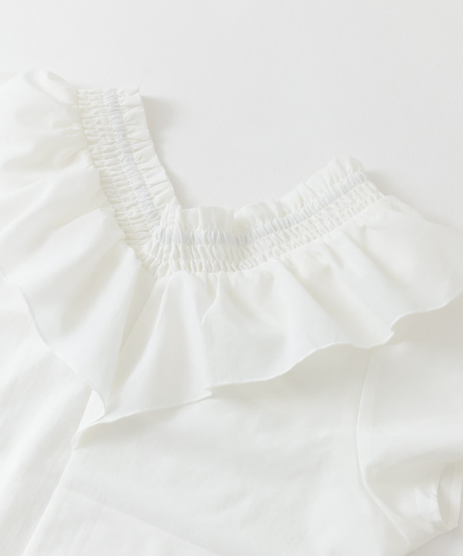 2WAYシャーリングフリルワンピース WHITE COMPACT