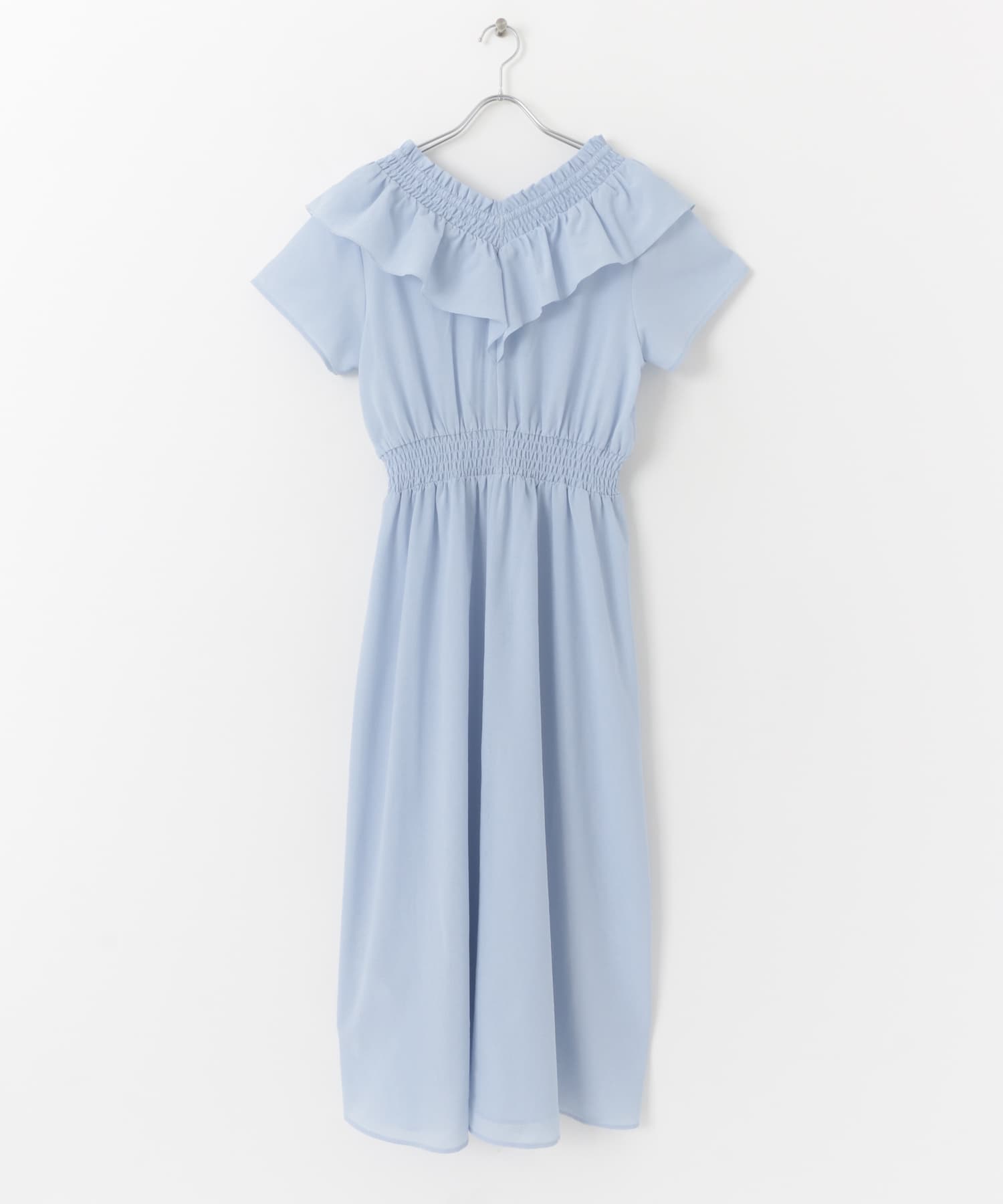 2WAYシャーリングフリルワンピース L.BLUE COMPACT