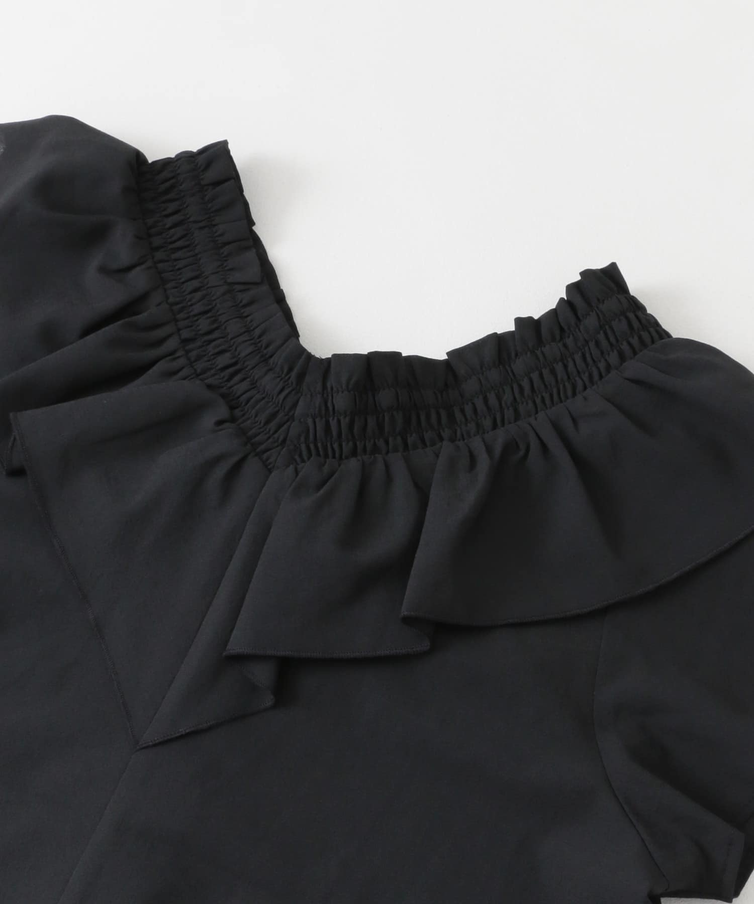 2WAYシャーリングフリルワンピース BLACK COMPACT