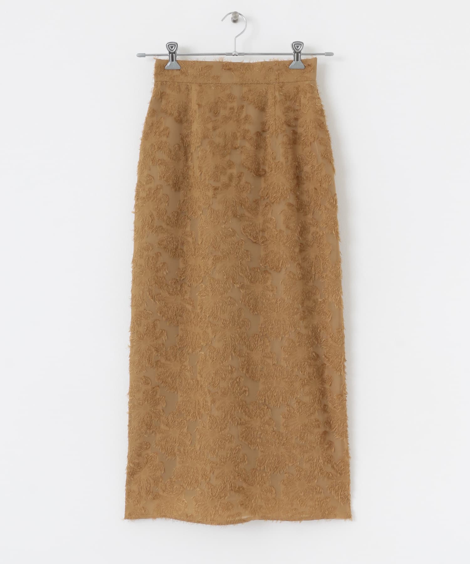 フラワージャガードストレートスカート CAMEL S
