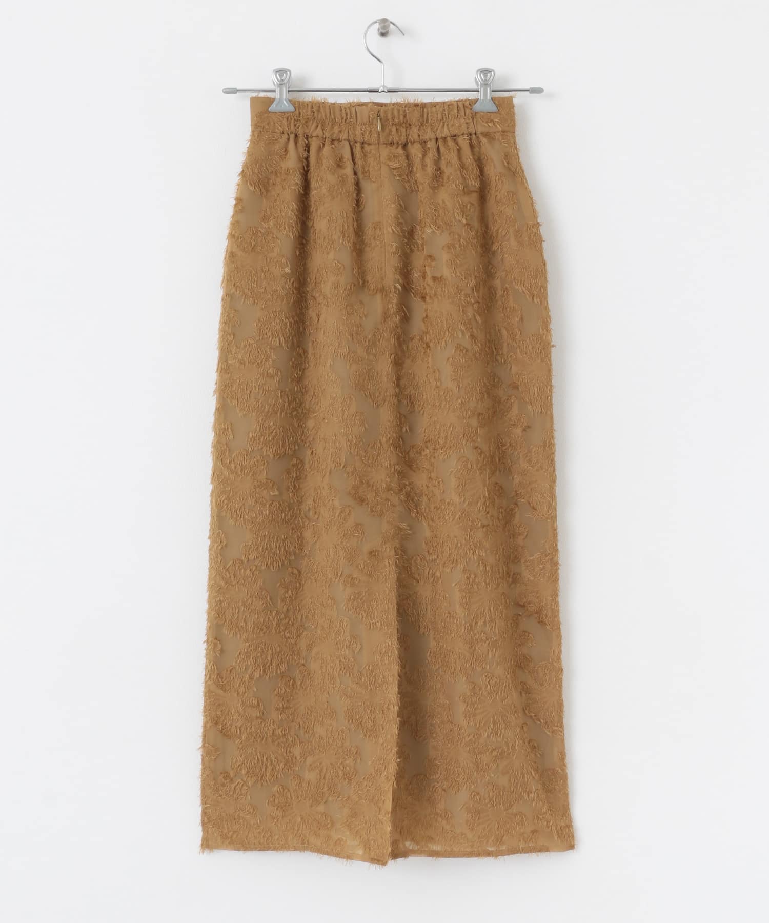 フラワージャガードストレートスカート CAMEL S