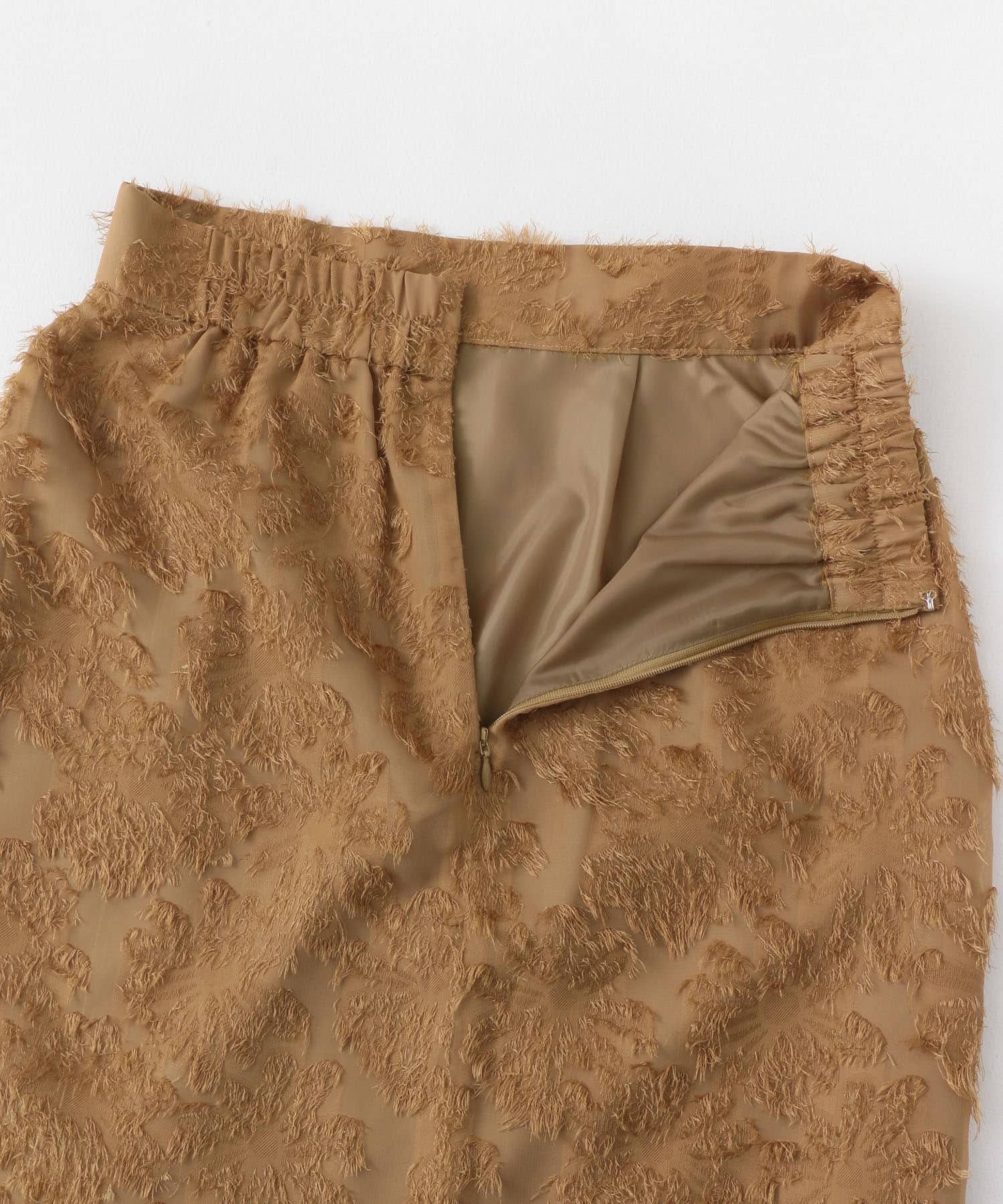 フラワージャガードストレートスカート CAMEL S