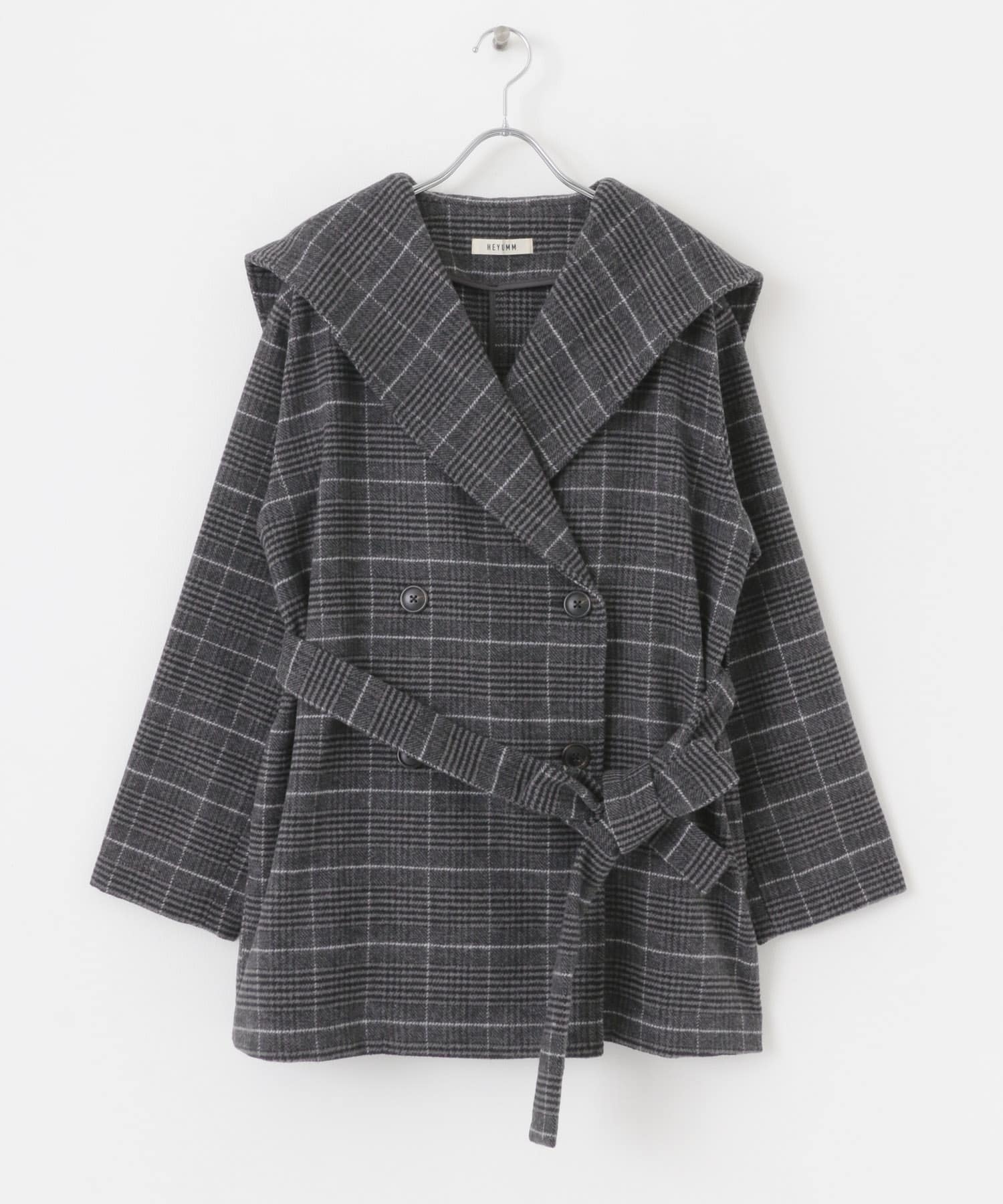 ビッグカラーミディコート GRY×O.WHT one