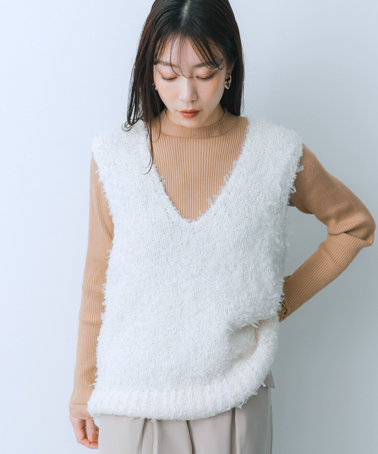チュールテープニットベスト