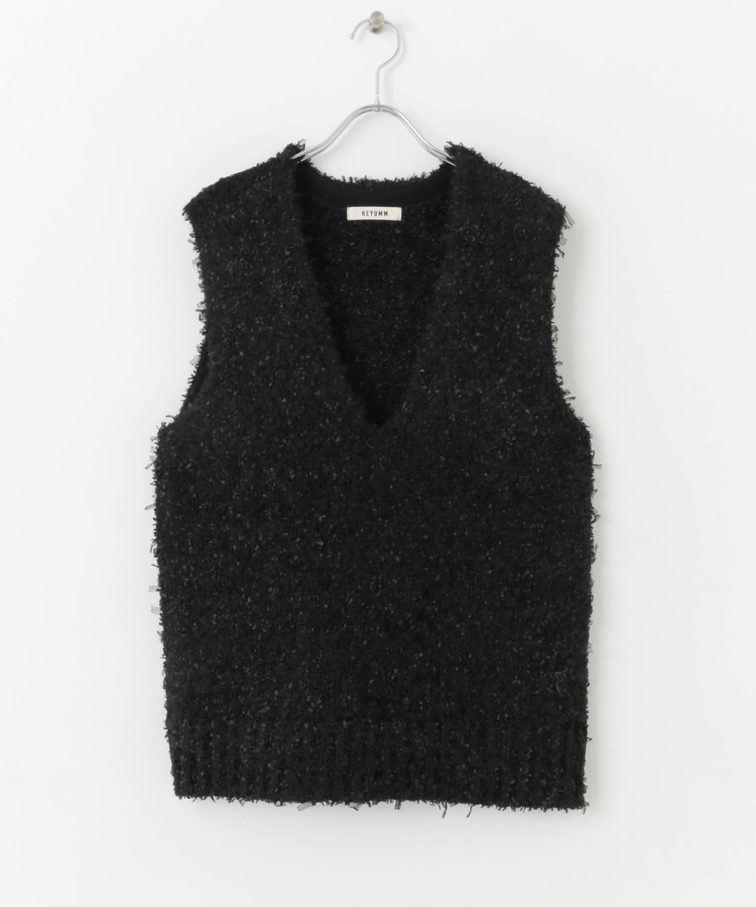 チュールテープニットベスト BLACK one