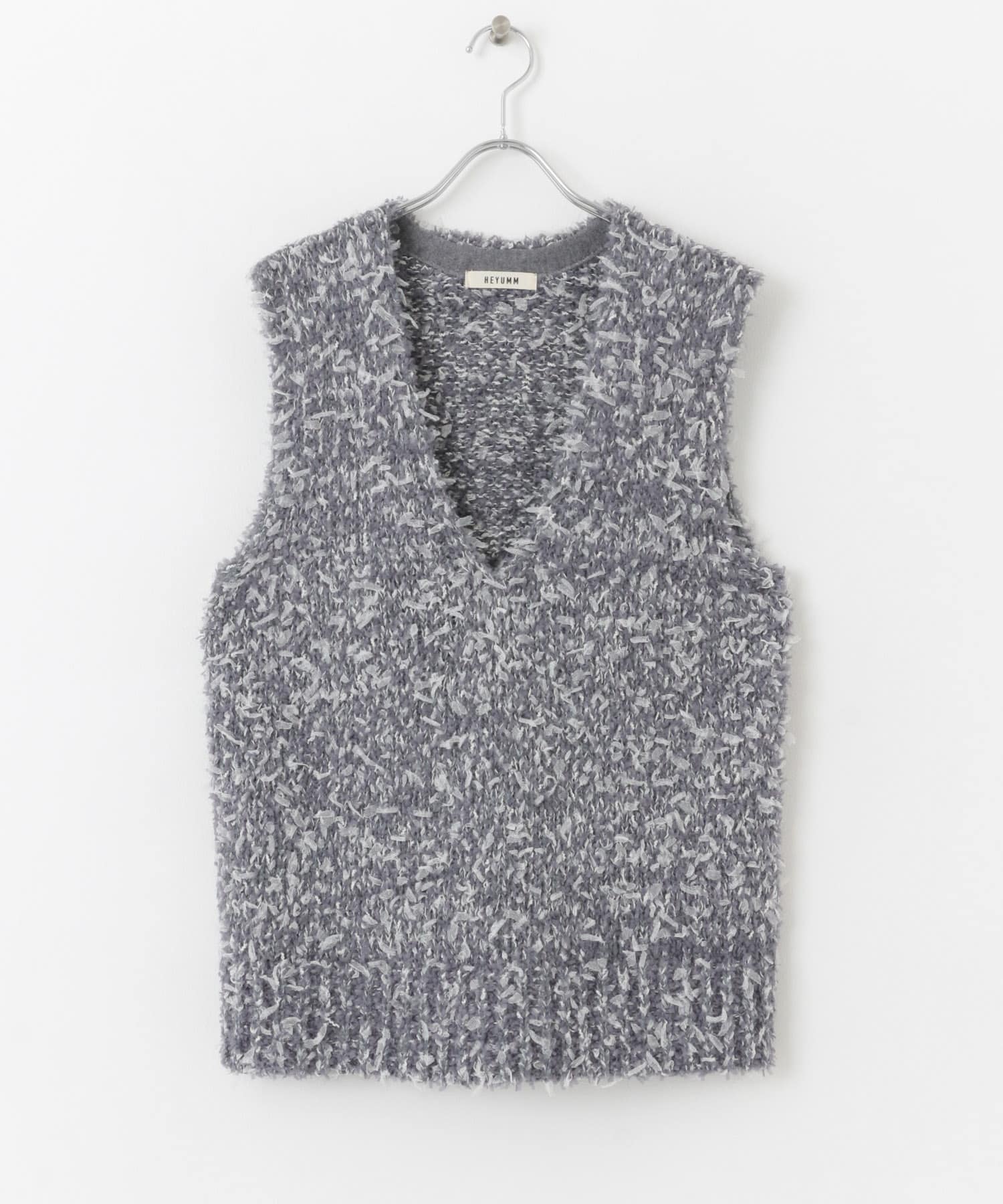 チュールテープニットベスト GRAY one