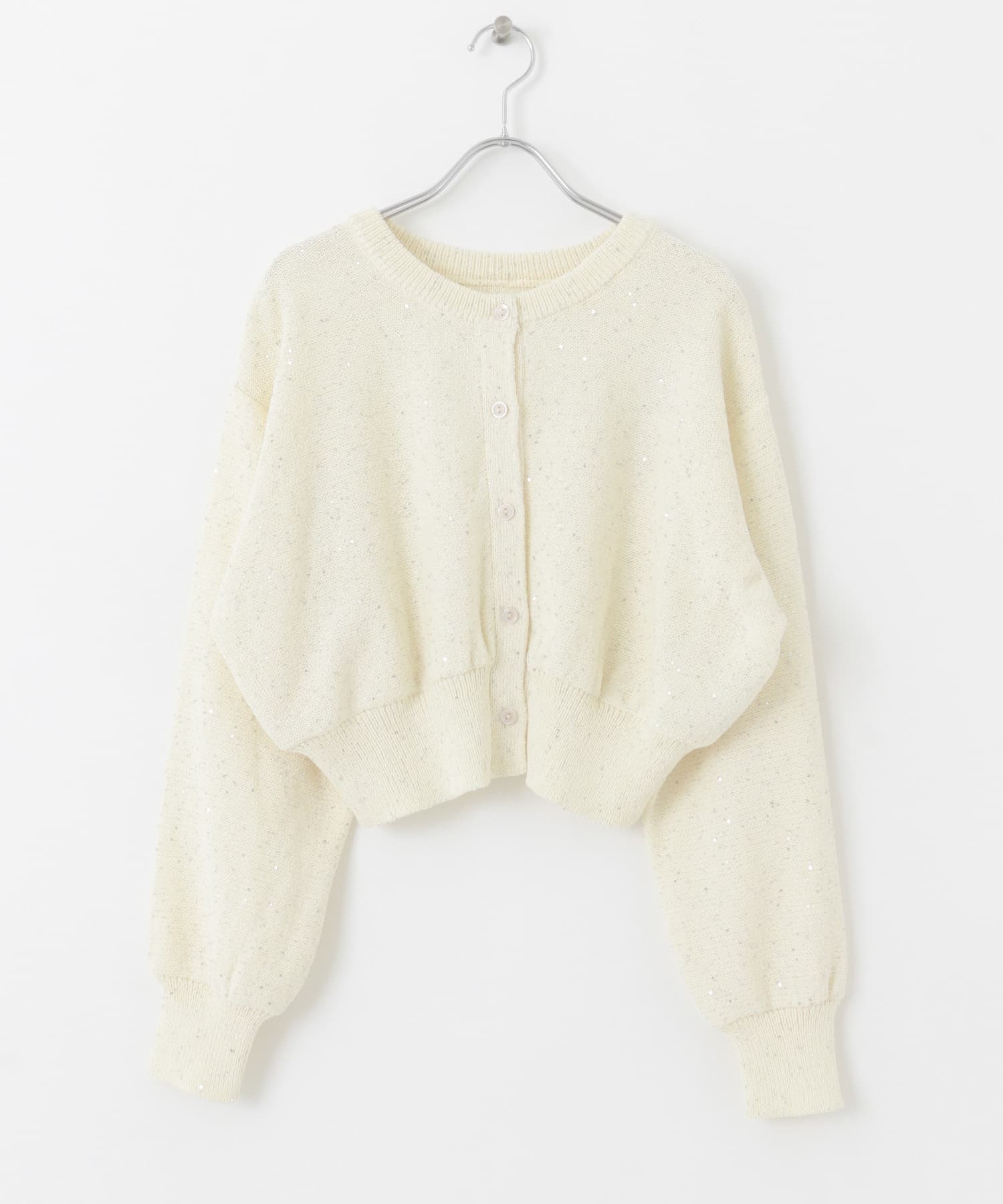 クロップドスパンコールカーディガン IVORY one