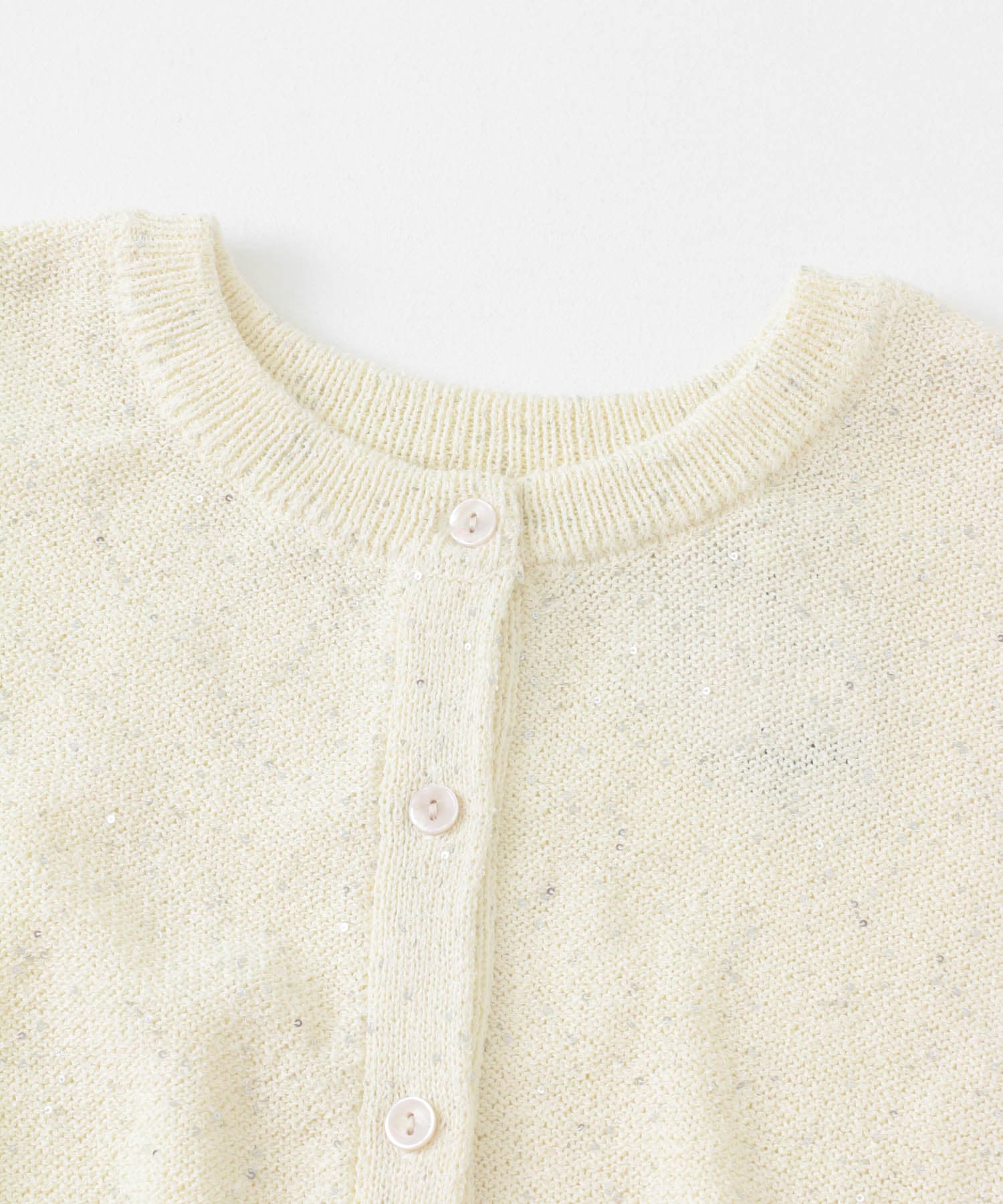クロップドスパンコールカーディガン IVORY one