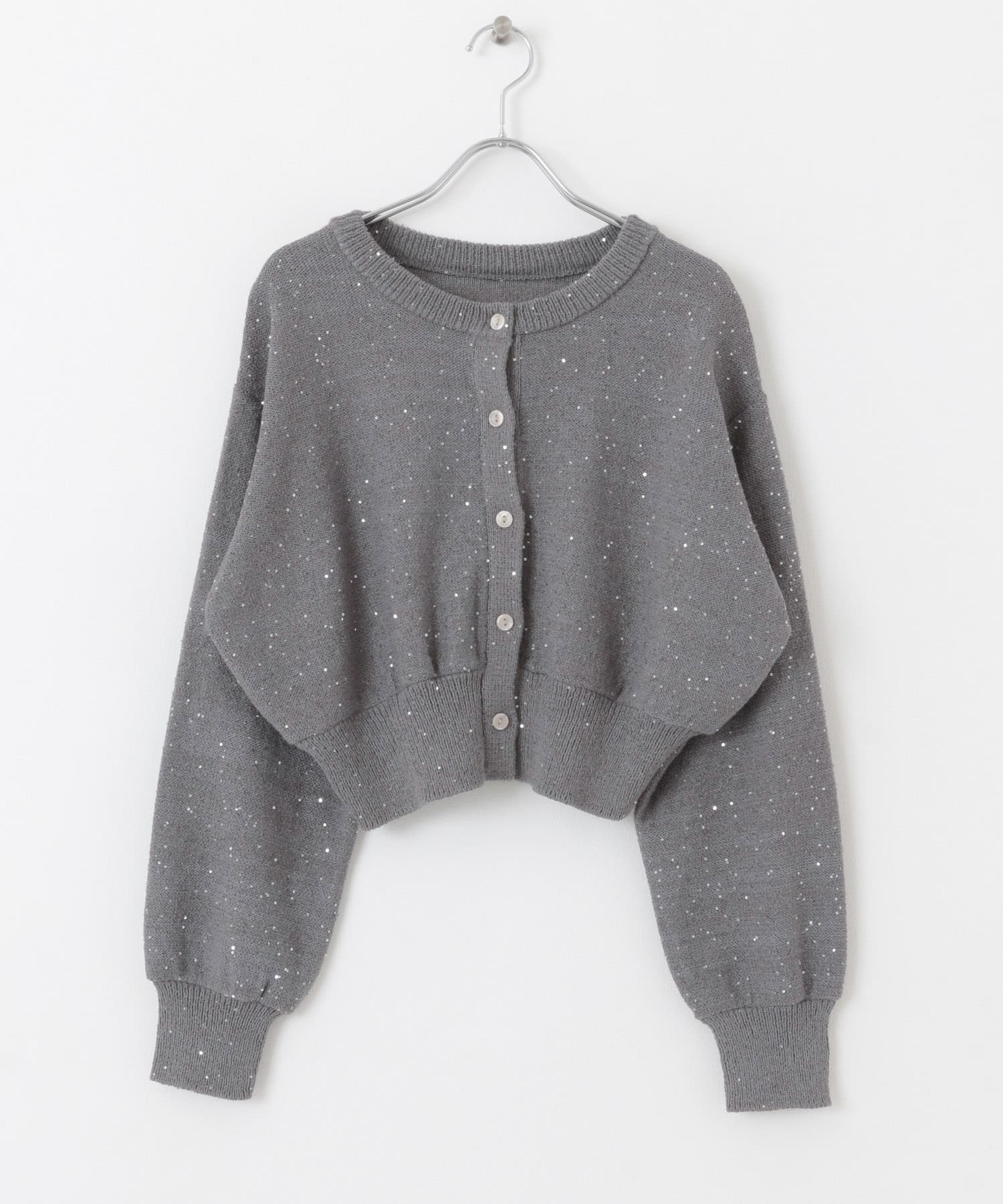 クロップドスパンコールカーディガン GRAY one