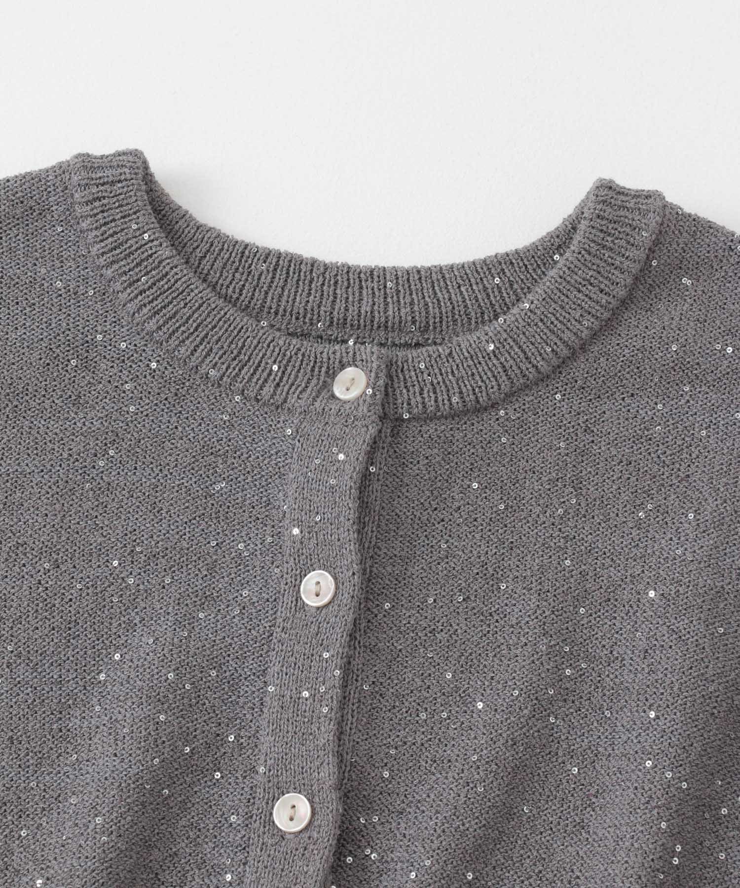 クロップドスパンコールカーディガン GRAY one