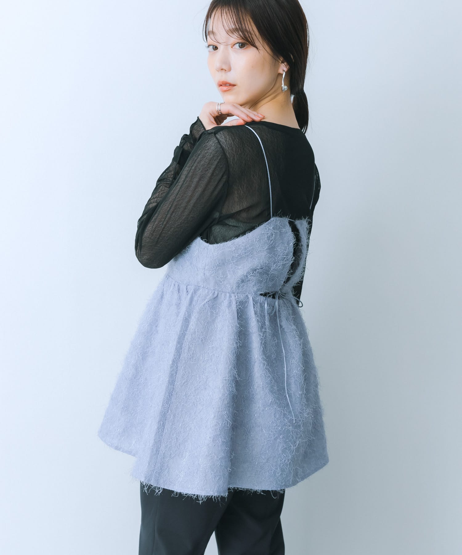 ジャガードフリンジキャミソールトップ